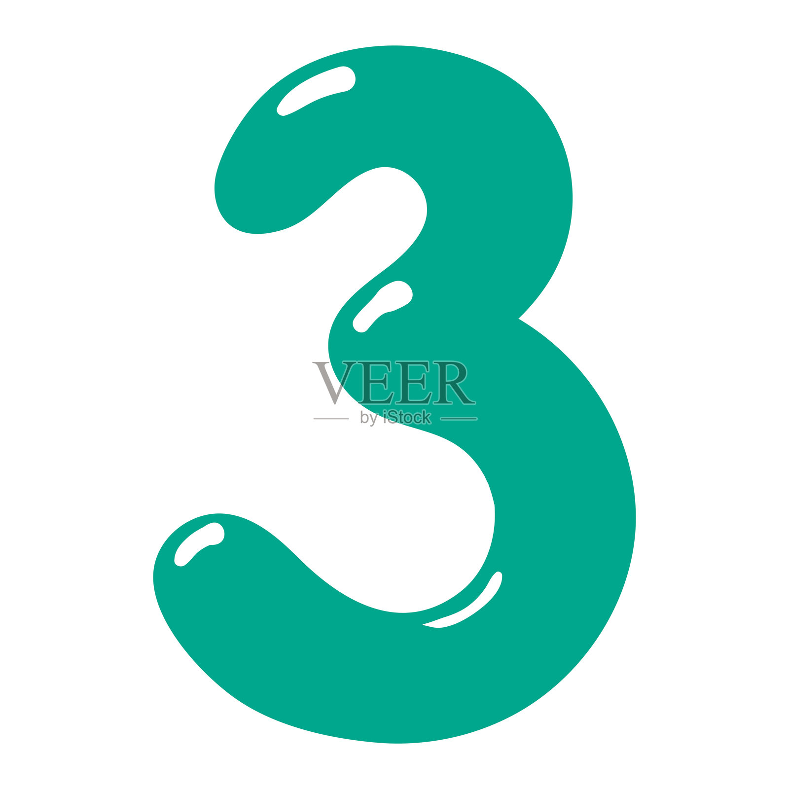 数字3形状的气球，孤立展示插画图片素材