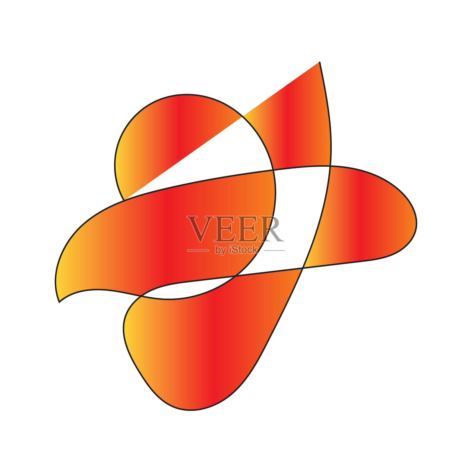 抽象的红色和橙色丝带形状。插画图片素材