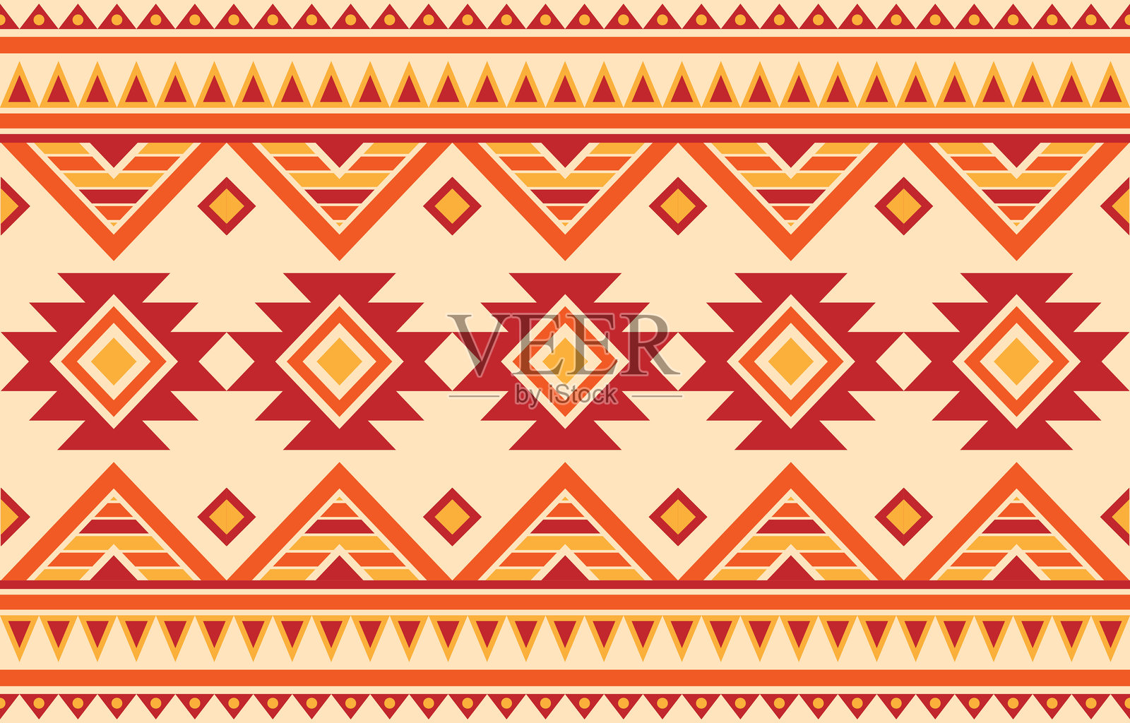 美洲原住民民族图案。土著风格设计，非洲，刺绣，面料，抽象。插画图片素材