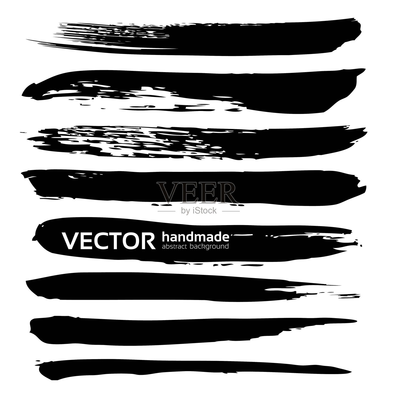 厚重的黑色水粉画笔触，孤立在白色背景上插画图片素材