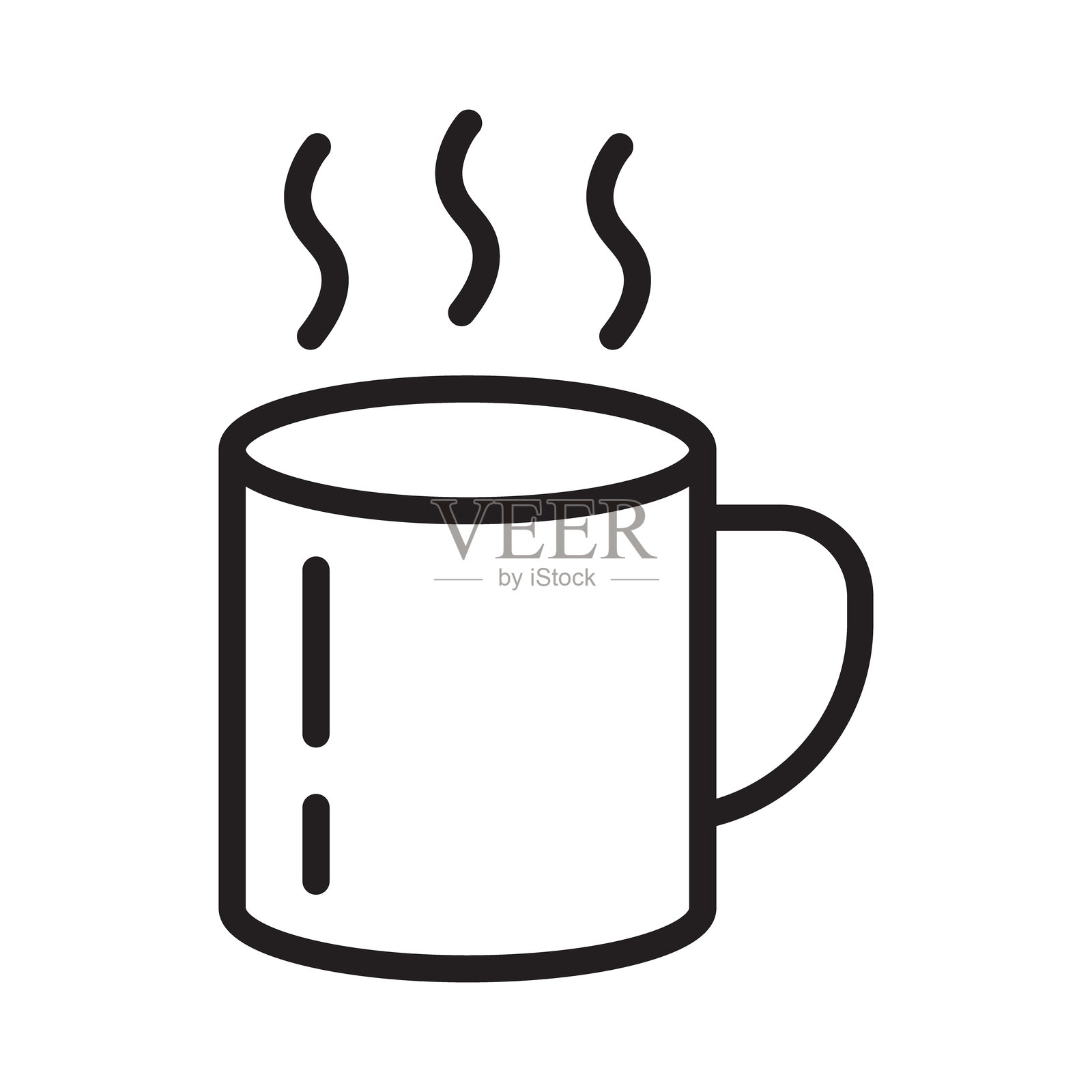 杯子线条图标。热茶图标。咖啡杯线条图标。插画图片素材