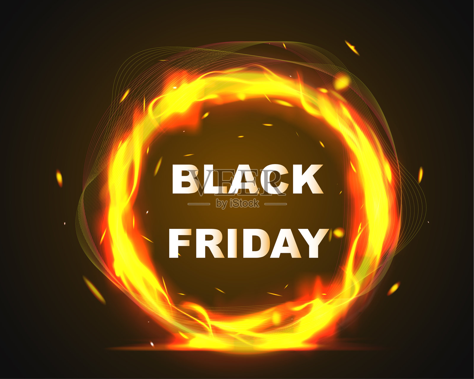 黑色星期五火焰框架，折扣促销，热销优惠，购物优惠，特价优惠，大促销，降价，网络星期一，假日购物，零售营销。插画图片素材