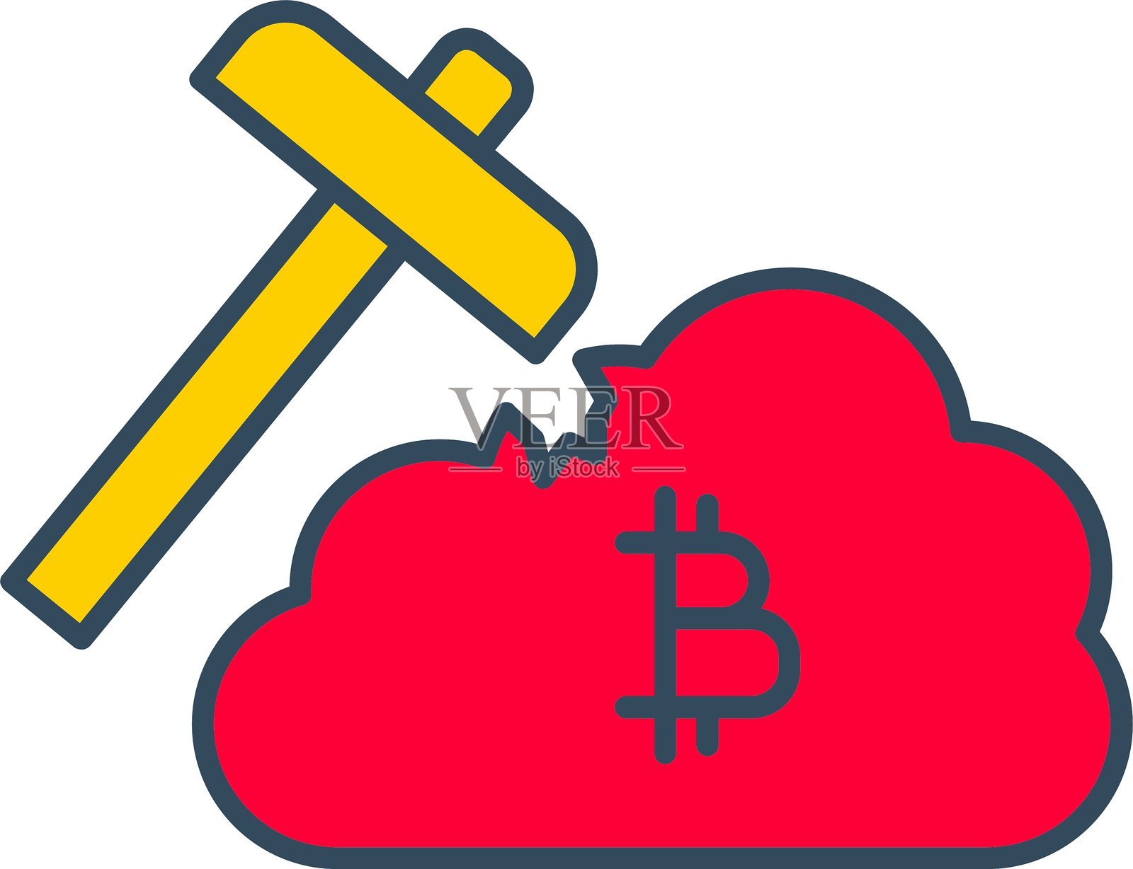 比特币挖矿图标插画图片素材