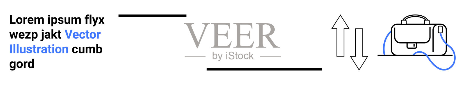 时尚现代的背包，带有蓝色装饰和箭头展示运动感插画图片素材