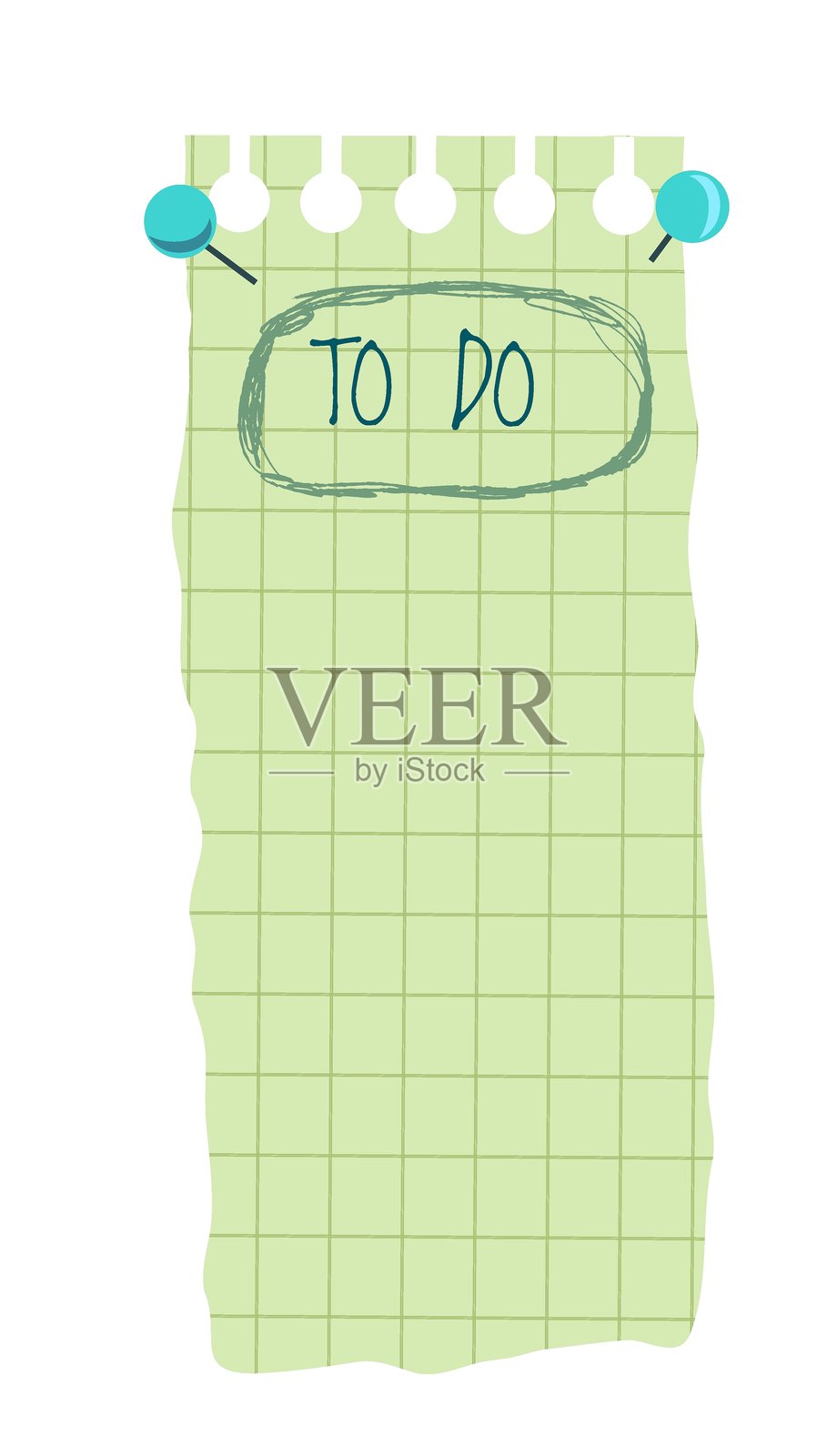 带有待办事项文字的备忘贴纸，钉在纸质便签上。撕下的日记清单。插画图片素材