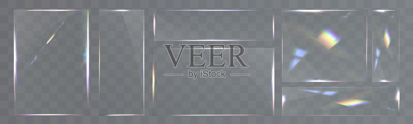 透明玻璃器皿套装。插画图片素材