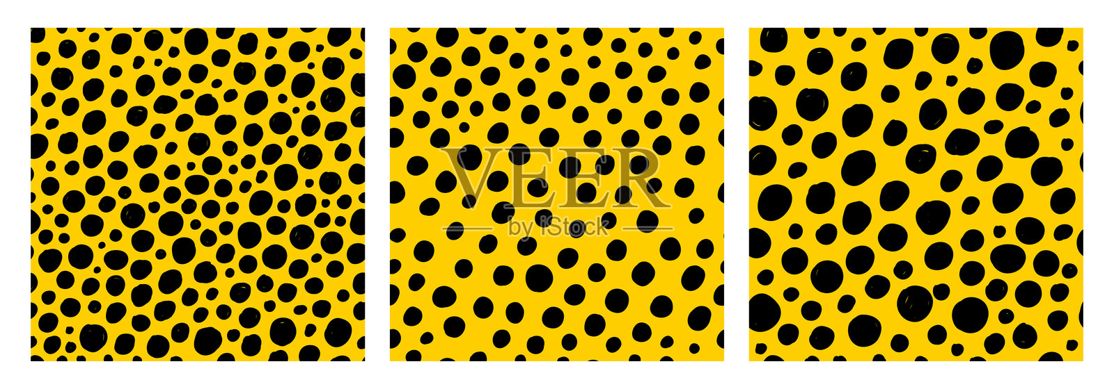 无缝小短划线图案，背景为黄色，手绘不规则圆点。适用于面料、墙纸、包装纸和现代数字项目的趣味抽象设计。时尚的极简纹理。插画图片素材