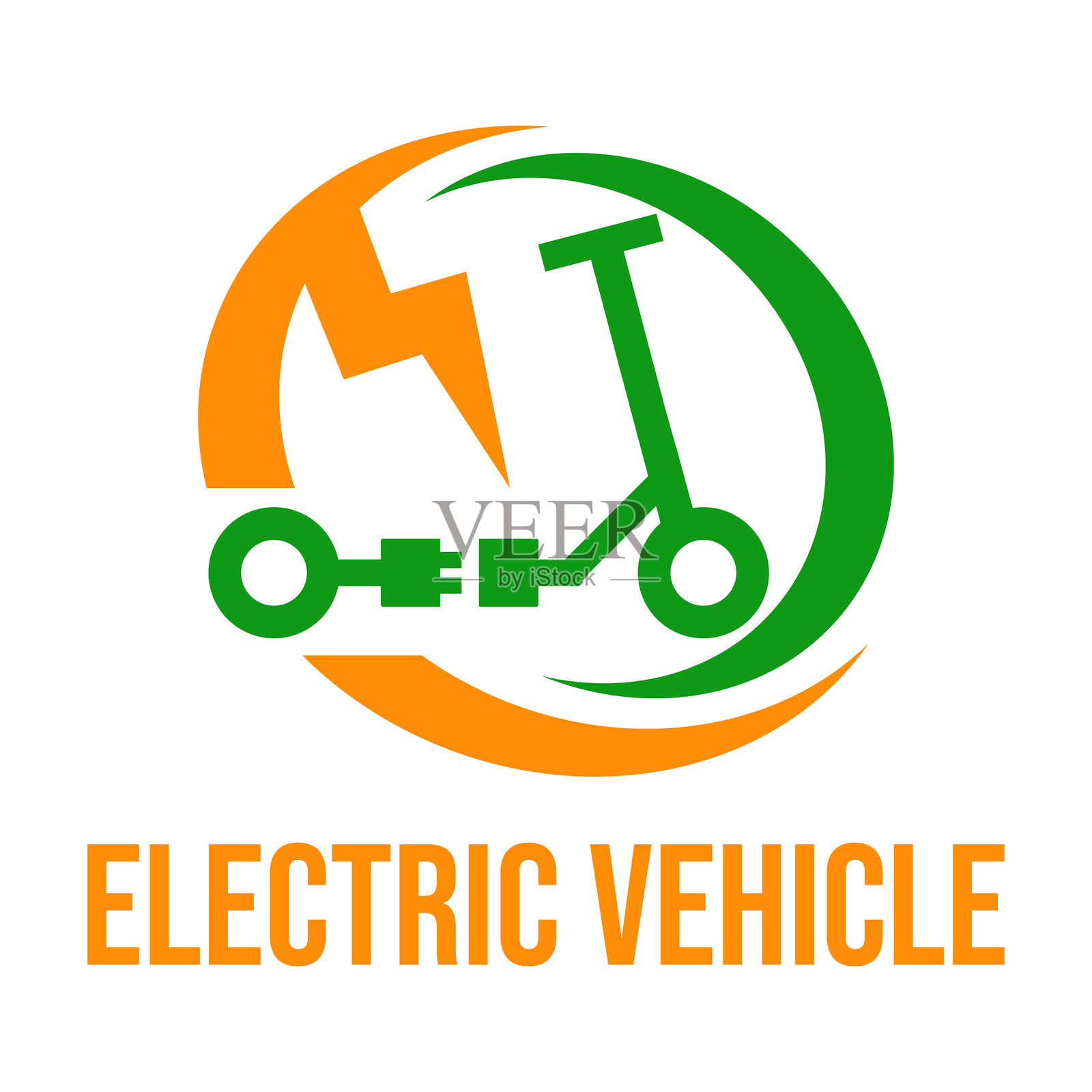 电动车扁平化极简风格标志设计插画图片素材
