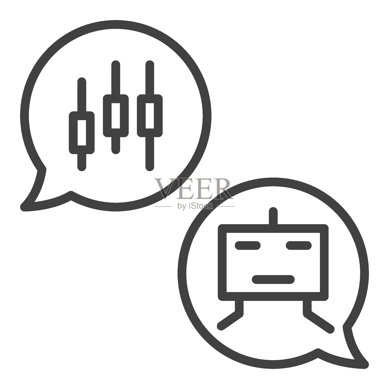 自动化加密货币交易聊天矢量图标或符号（轮廓风格）插画图片素材