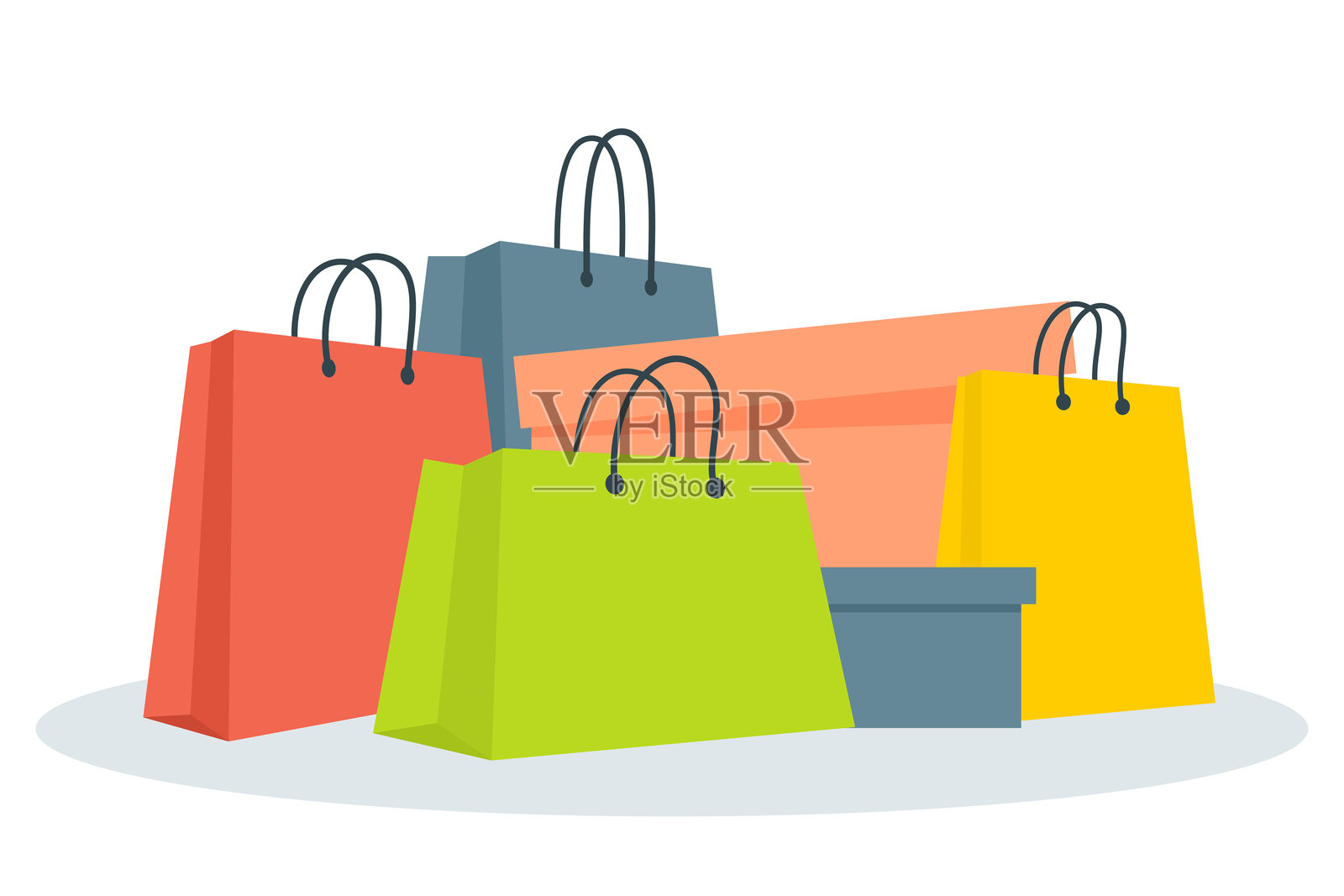 购物袋和盒子插画图片素材