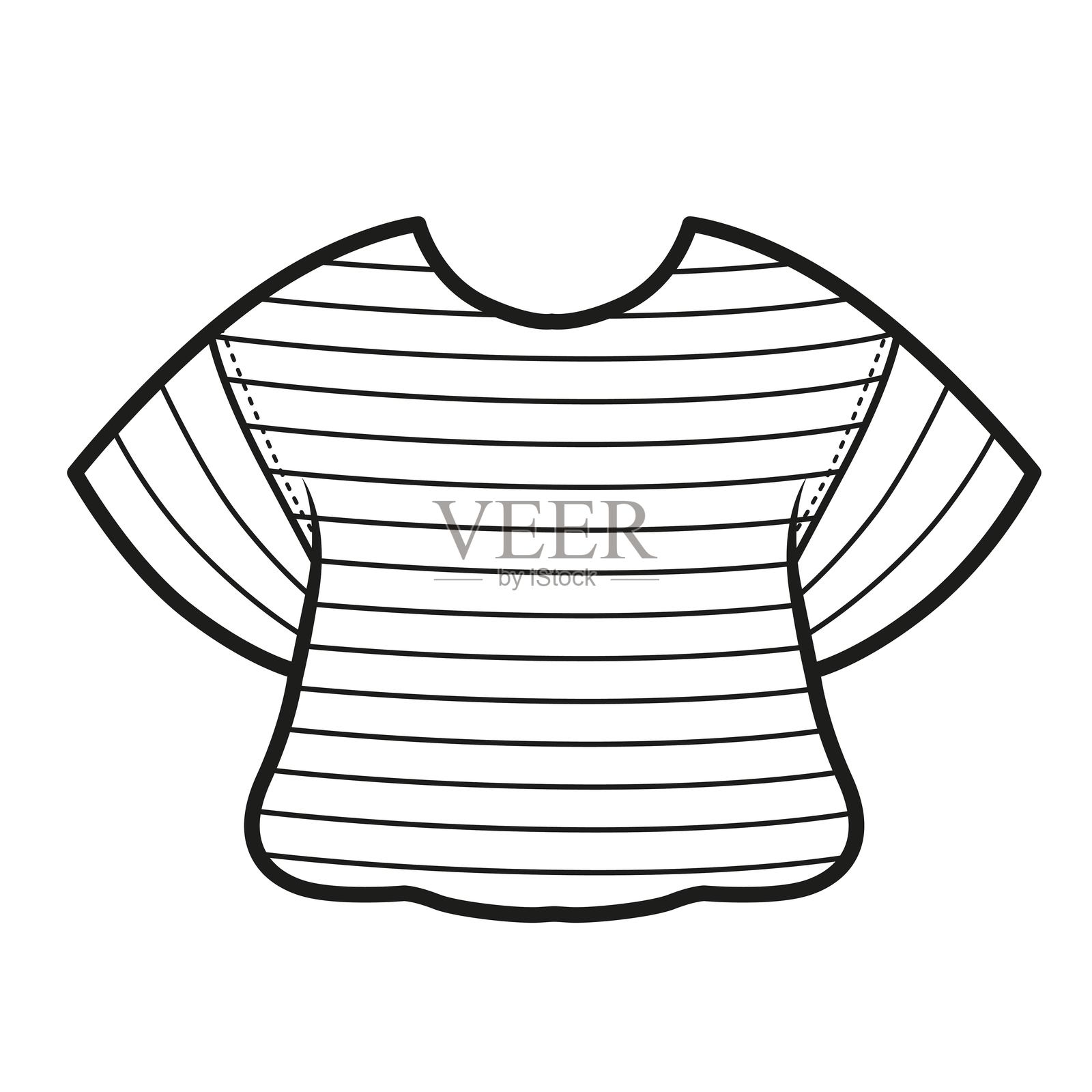 美丽的裙子轮廓涂色页，背景为白色插画图片素材