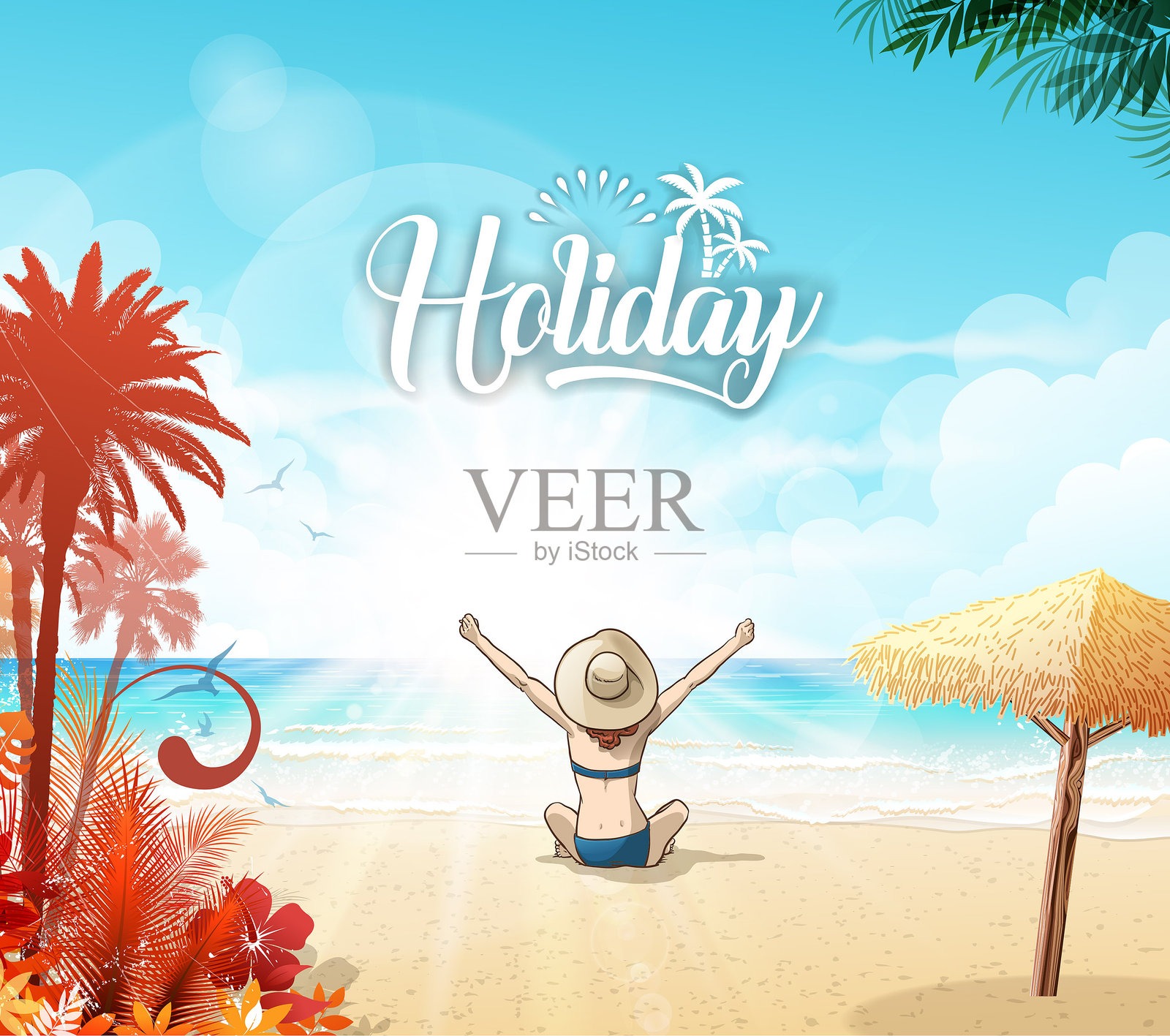 热带宁静插画图片素材