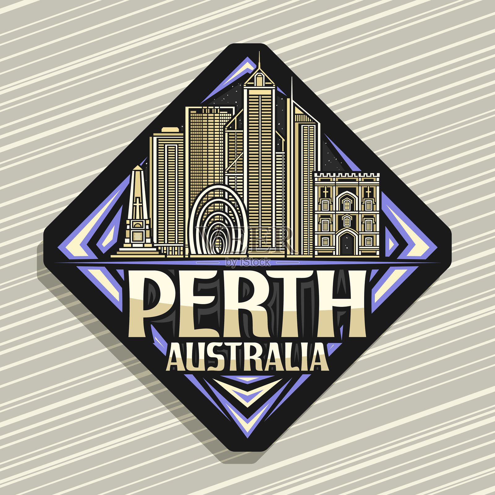 珀斯市的矢量标志插画图片素材