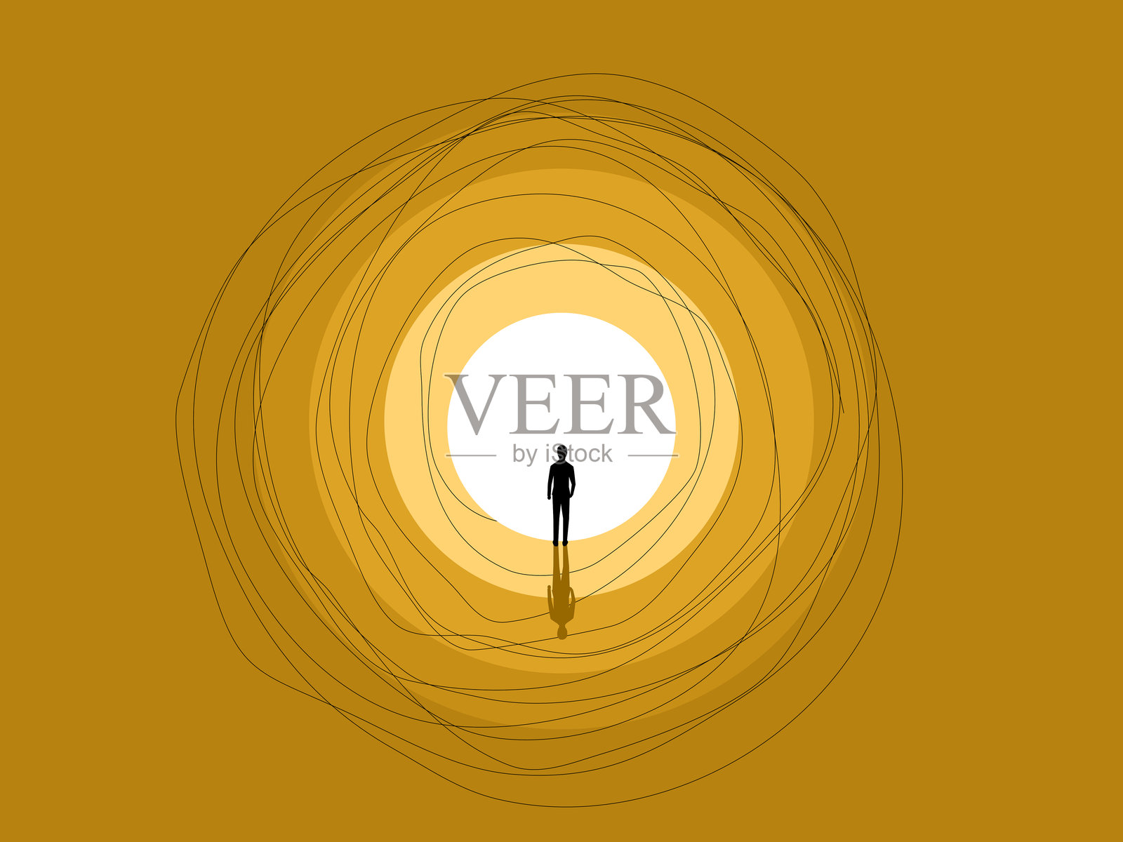 想象力，释放，商人发现隧道尽头的光明插画图片素材