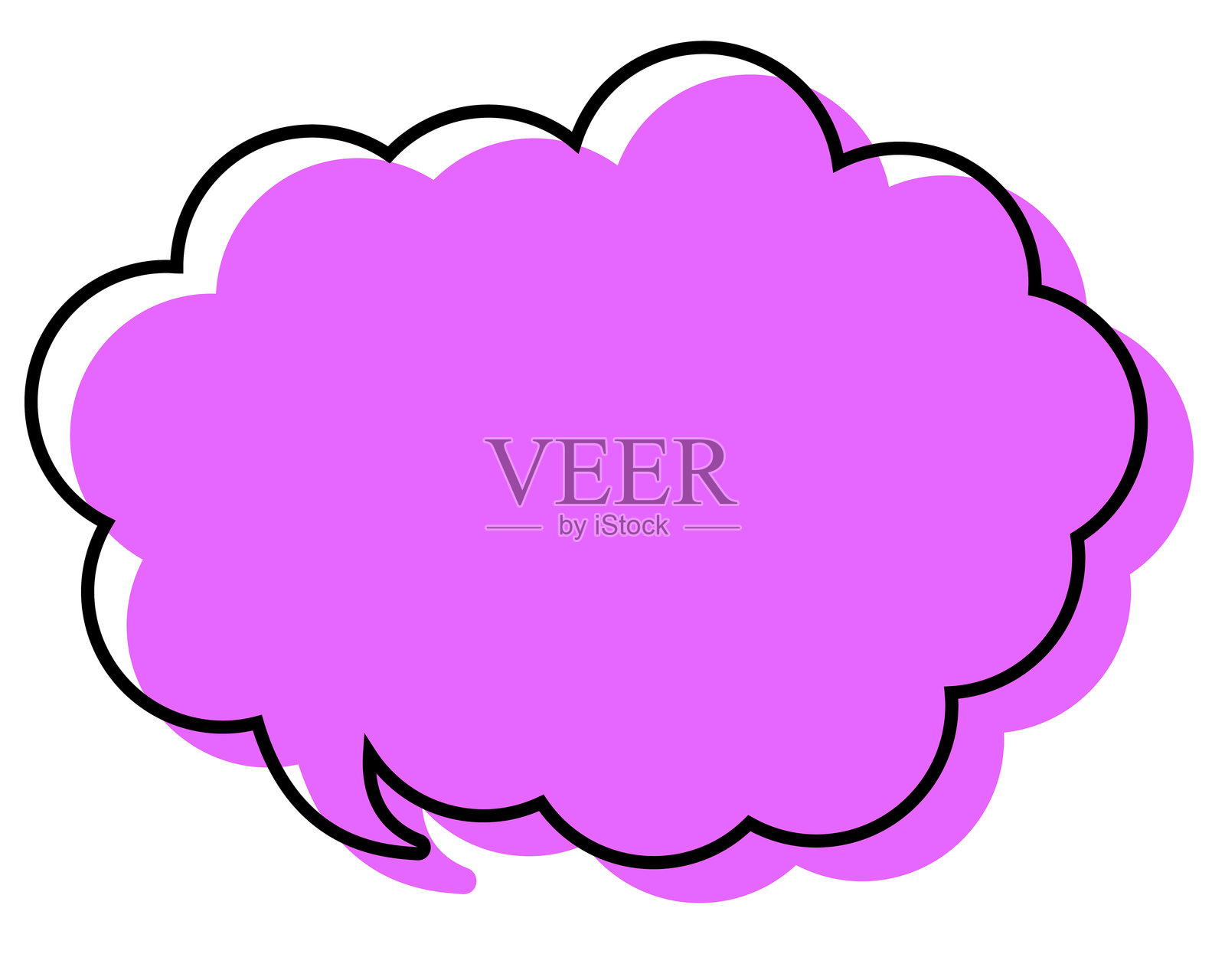 一个简单的对话气泡，带有不对齐的线条和圆润的云朵形状插画图片素材