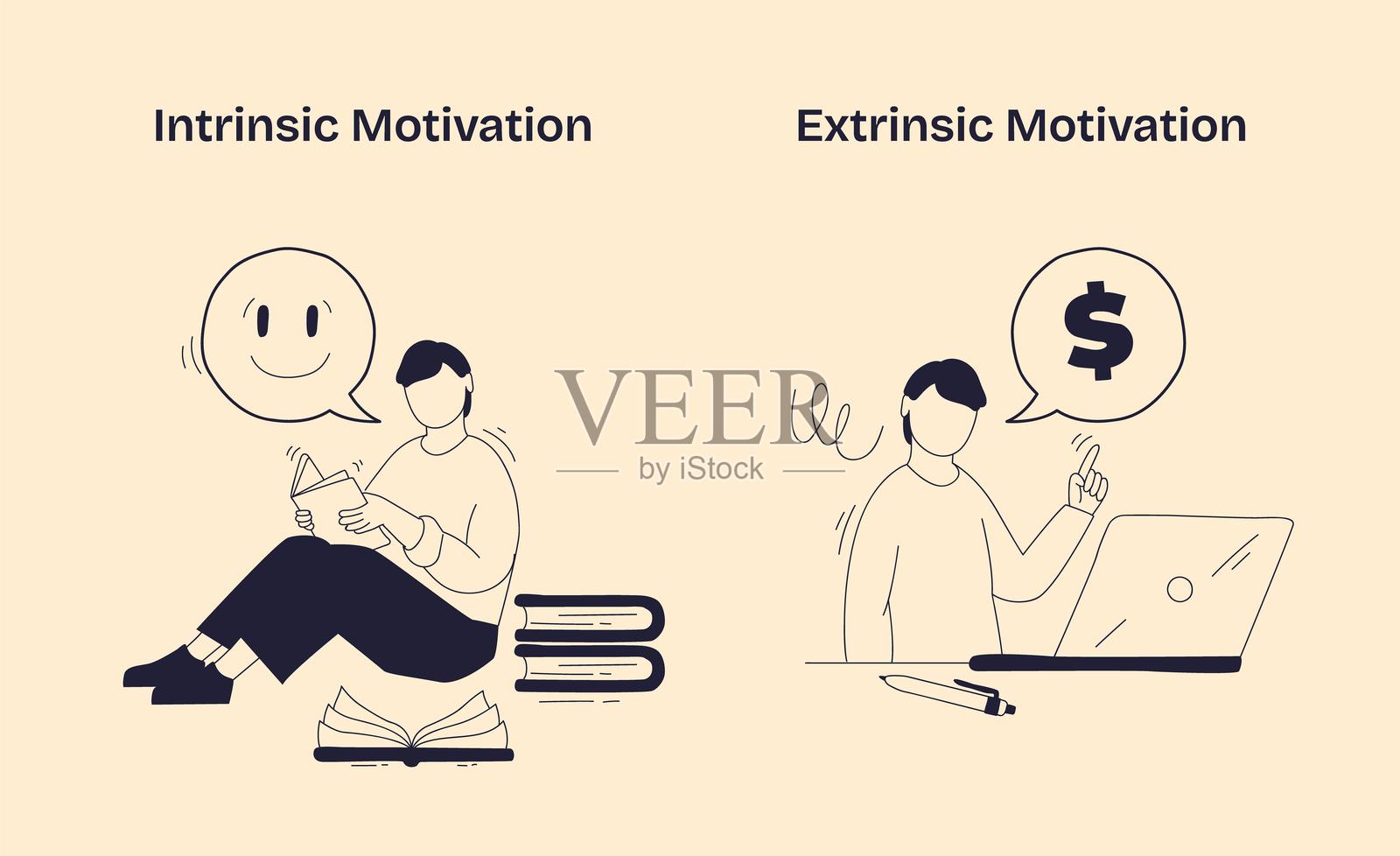 内在动机与外在动机对比了自我驱动的学习乐趣与...插画图片素材