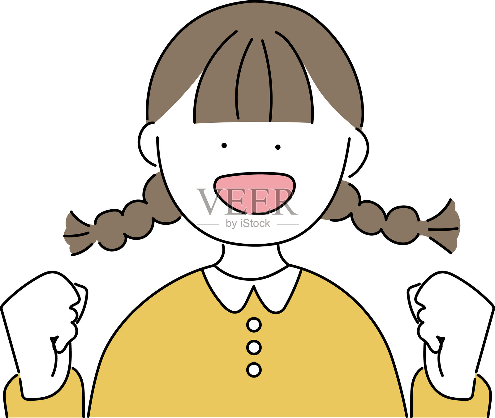 女孩的手势插图插画图片素材