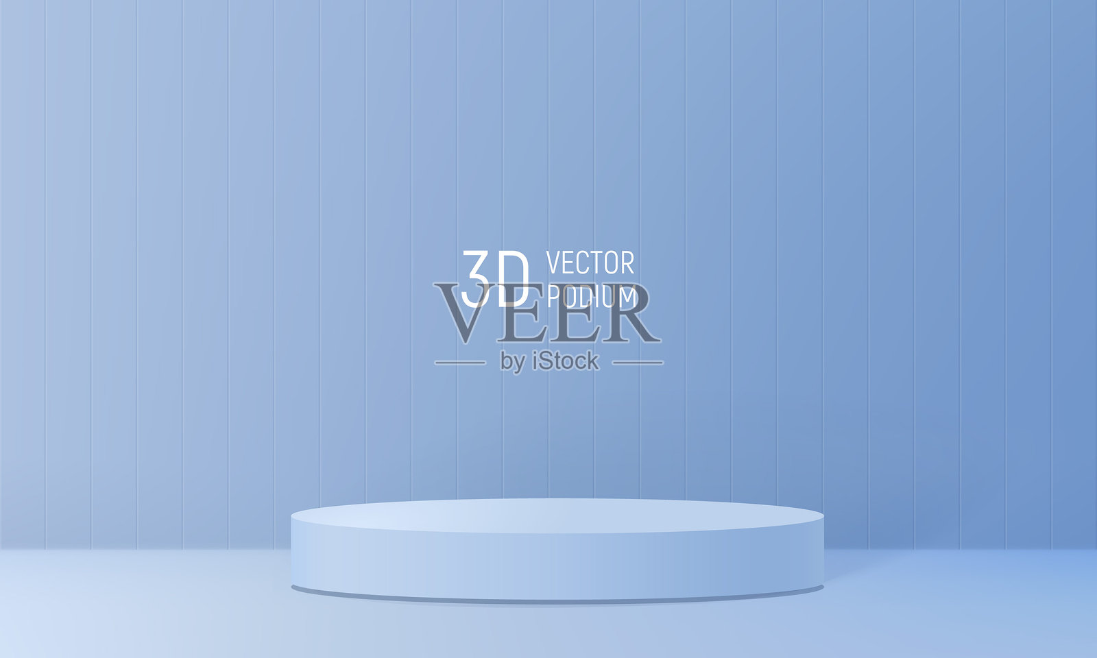 蓝色讲台舞台，背后有透明圆圈，抽象色彩工作室，带有瓷砖墙和窗户光线叠加效果。逼真的3D讲台用于产品展示，矢量插图。插画图片素材