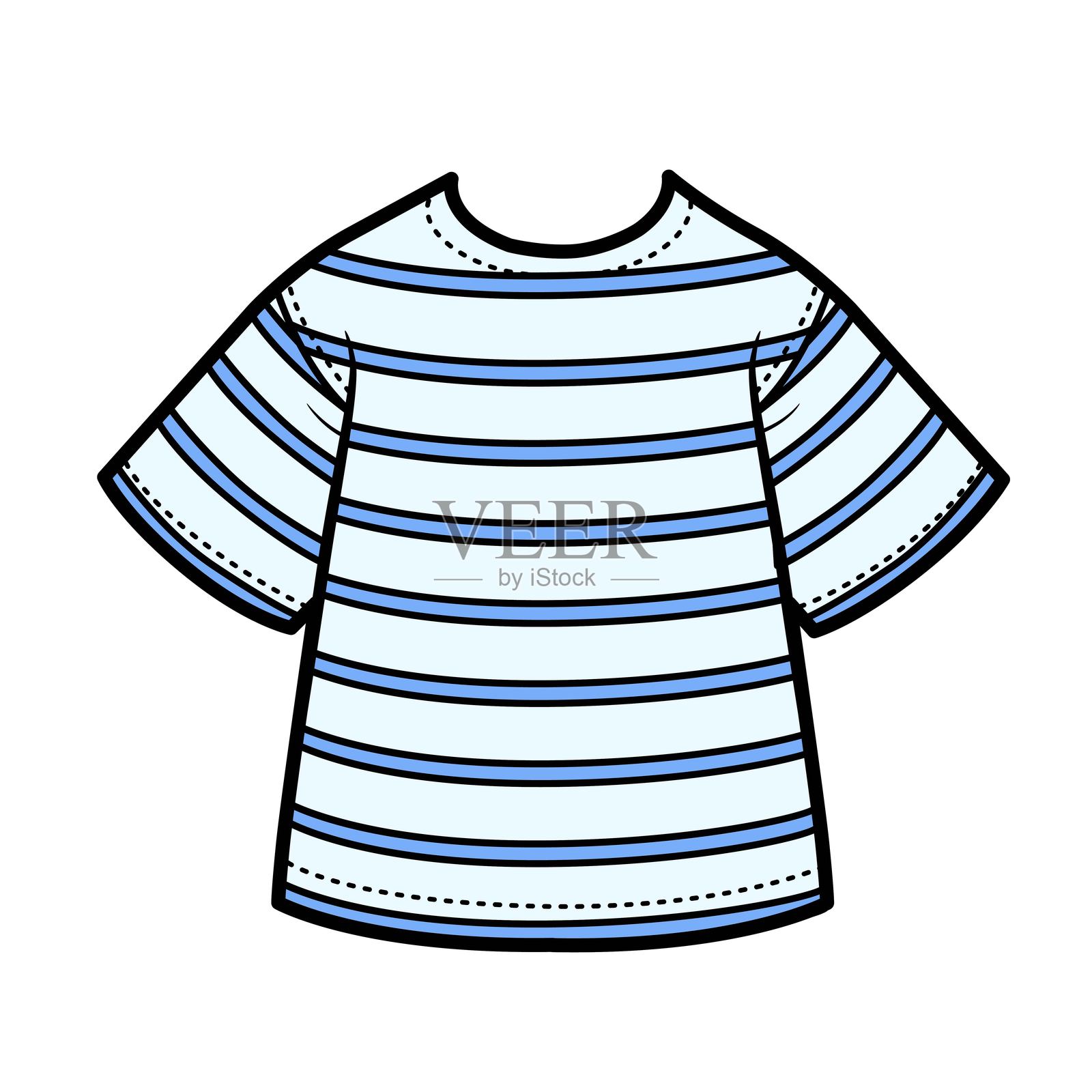 男孩条纹T恤的颜色变化，适合在白色背景上着色插画图片素材