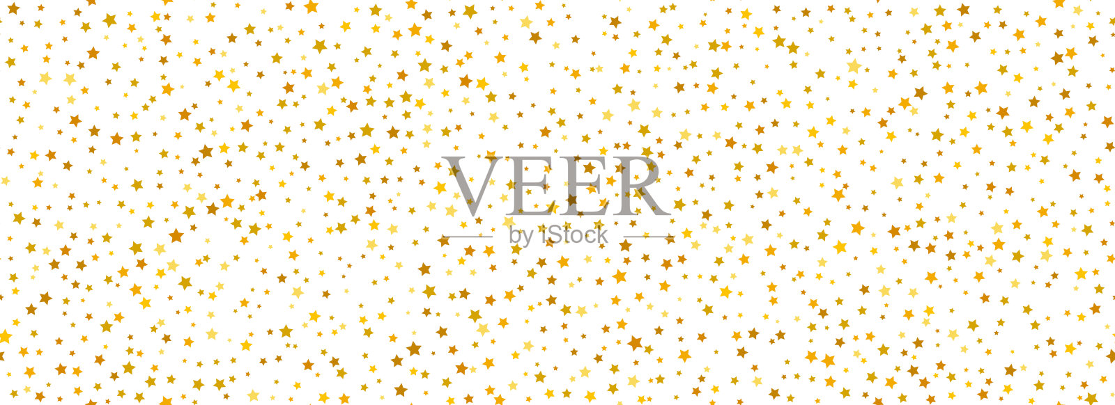 金色星星彩纸屑无缝图案。金色闪光重复背景。黄色火花重复壁纸。矢量庆祝圣诞节、新年、婚礼或生日派对装饰背景。插画图片素材