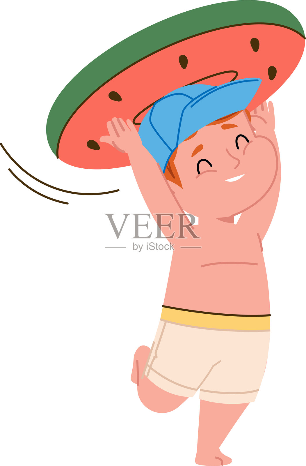 可爱的孩子们与充气圈插画图片素材