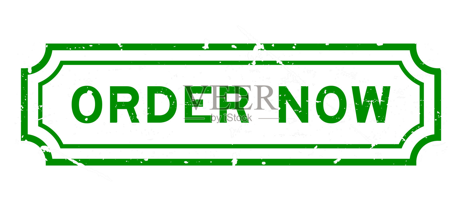 复古绿色“立即订购”字方形橡皮印章在白色背景上插画图片素材