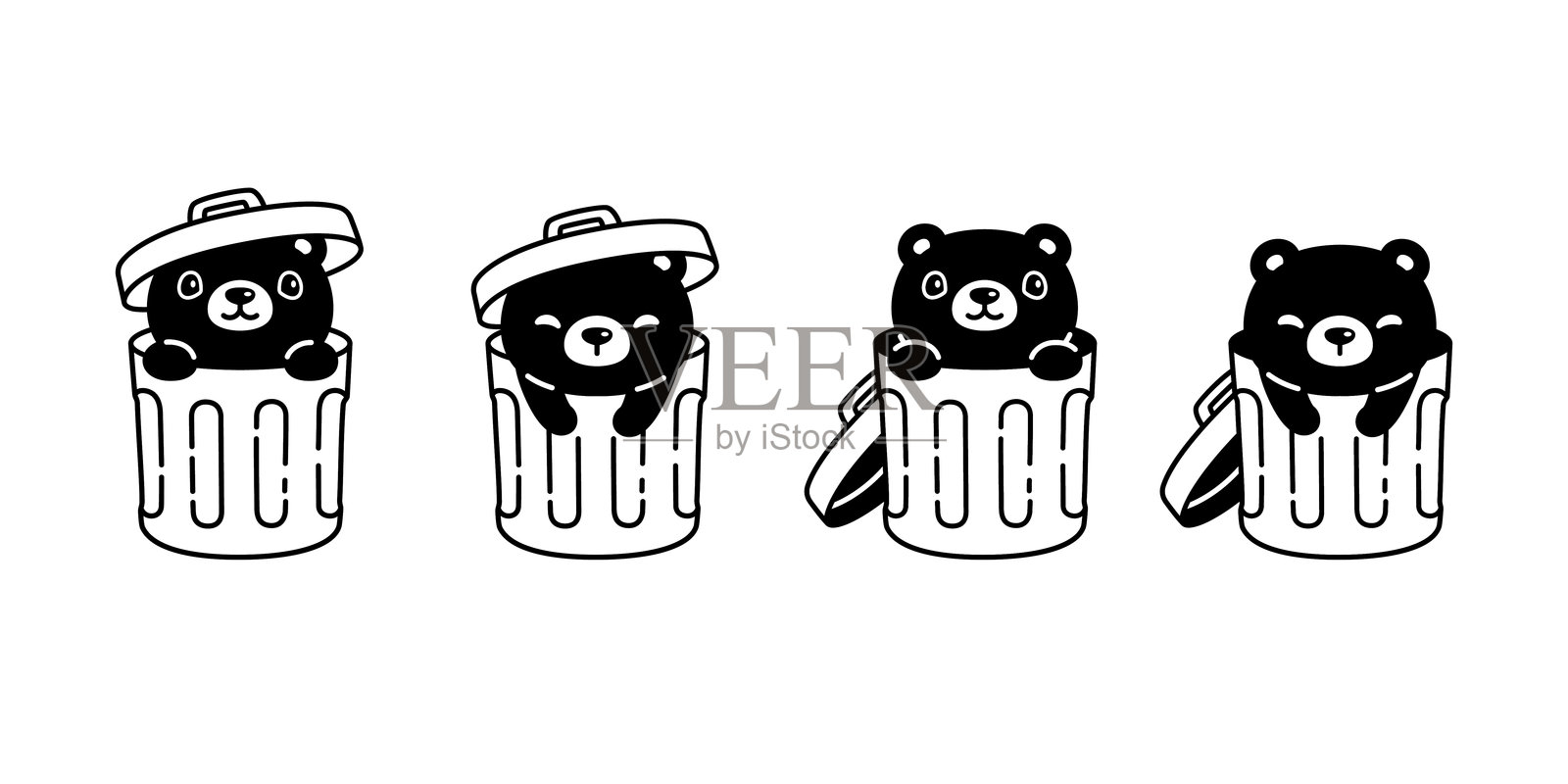 北极熊图标垃圾桶矢量泰迪宠物角色卡通图标标志符号插图剪贴艺术孤立设计插画图片素材