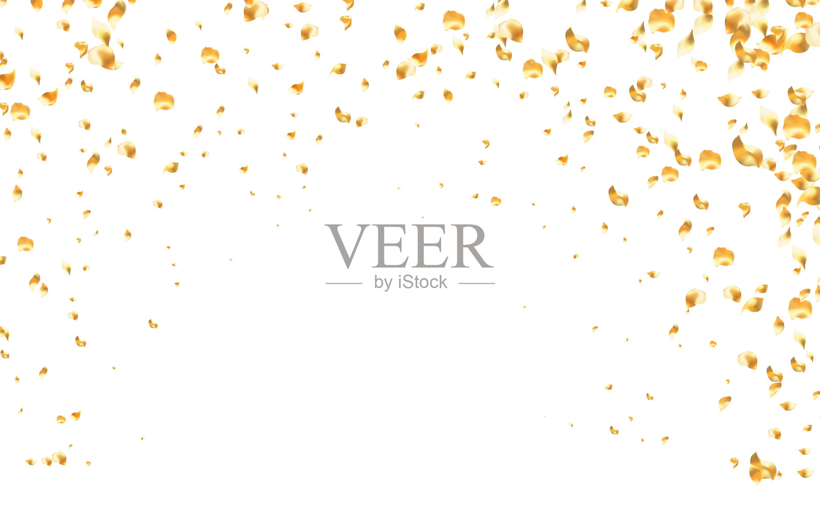 金色玫瑰花瓣飘落的动态，优美的玫瑰花瓣贺卡设计，爱情，浪漫，花卉春季插画图片素材