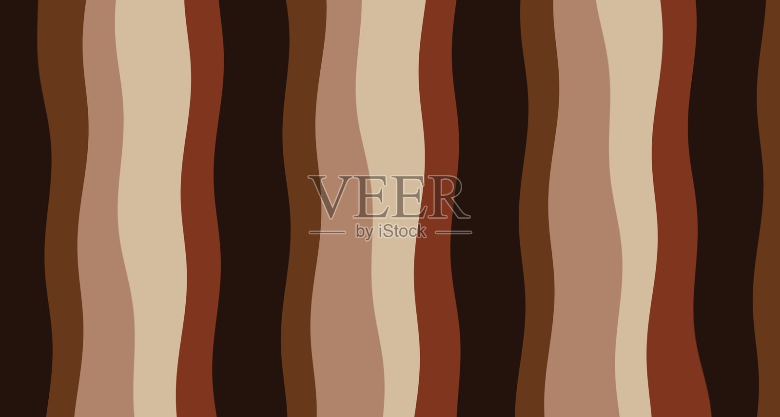 温暖大地色调的波浪条纹抽象背景，复古棕色、米色和红色图案插画图片素材