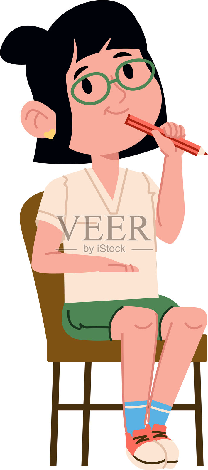 120个元素__孩子们坐在小学的桌子旁插画图片素材