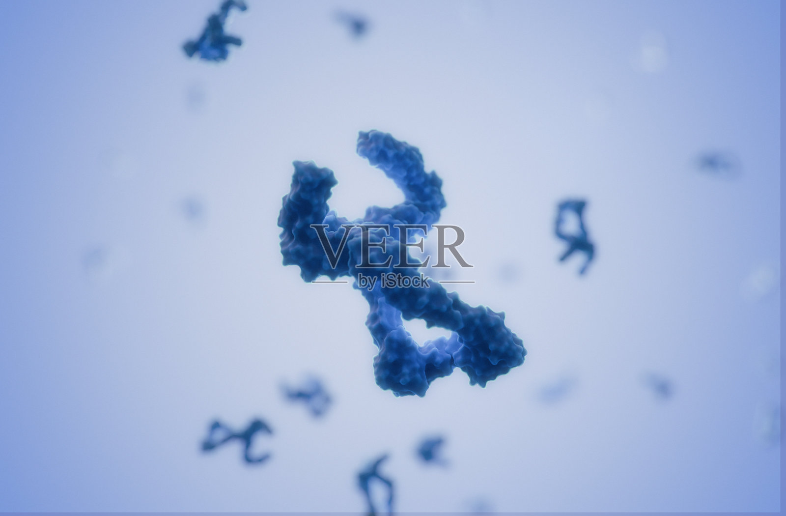 蓝色科学3D可视化中的蛋白质分子结构宏观视图照片摄影图片