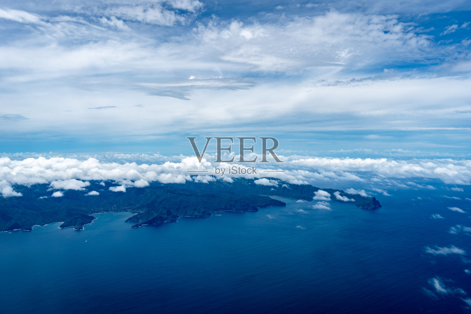 法属波利尼西亚马尔凯萨群岛努库希瓦的鸟瞰图照片摄影图片