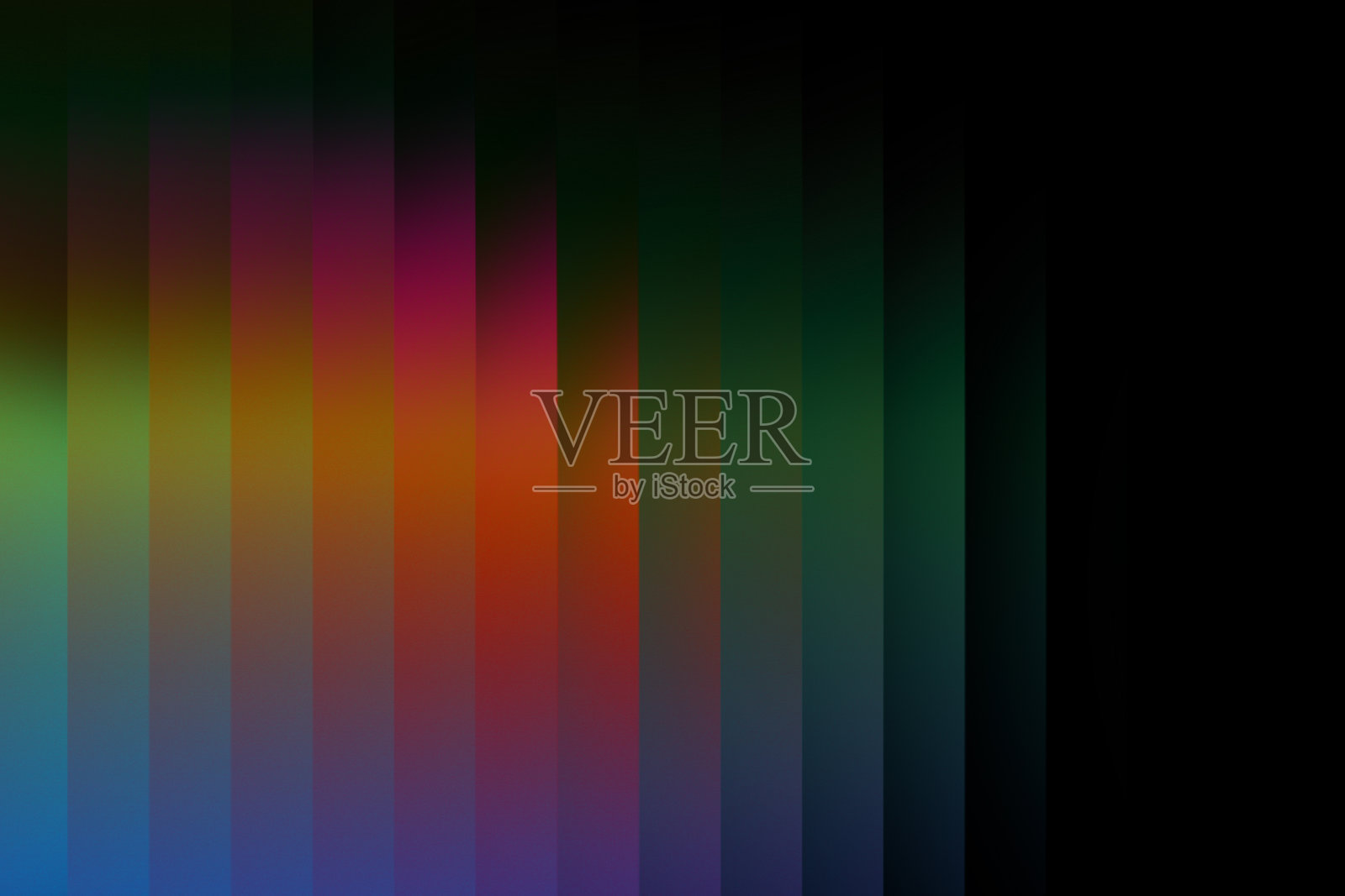 一个多彩的玻璃渐变，包含青色、绿色、紫色和红色，背景为黑色，呈现出充满深度和未来感的生动动态构图。照片摄影图片