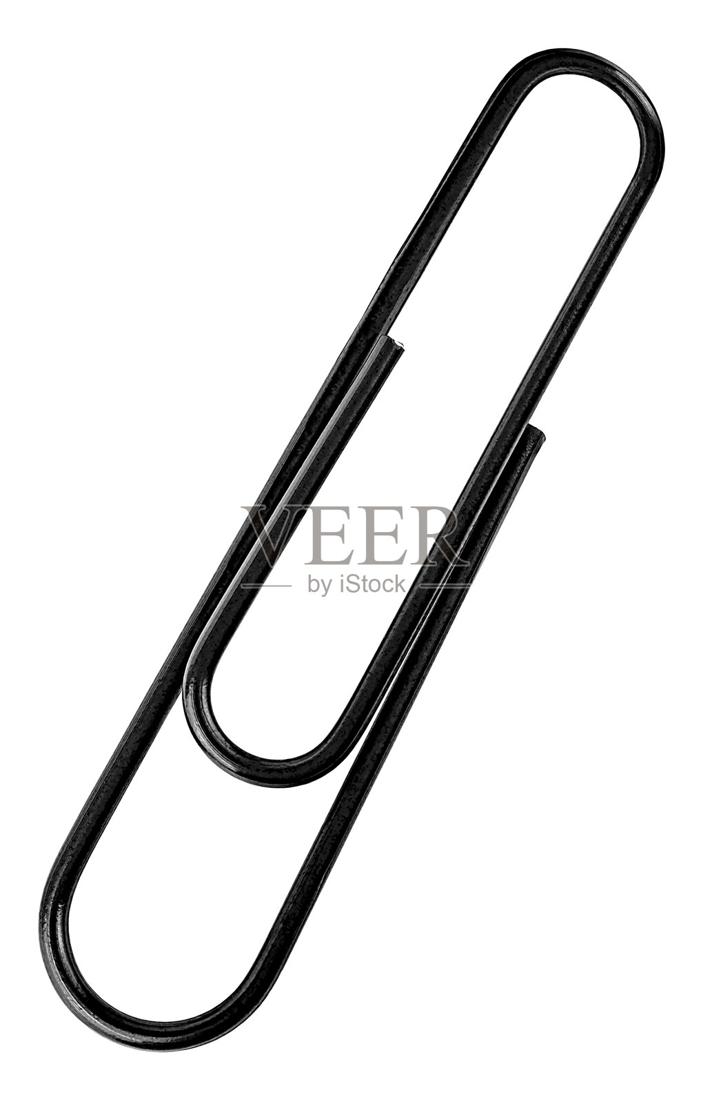 黑色纸夹孤立在白色背景上，俯视图。学校和办公用品。照片摄影图片