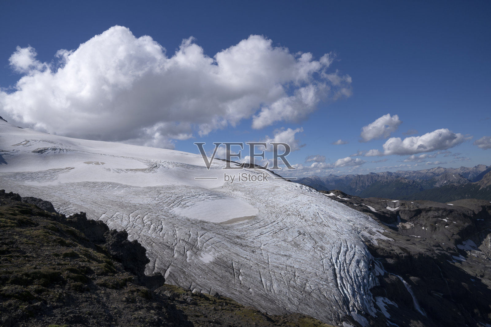 阿尔卑斯山高处的阿莱尔斯冰川景观照片摄影图片