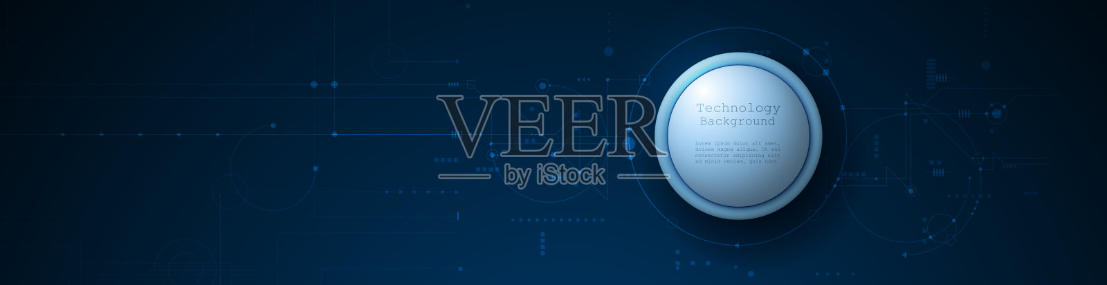 矢量抽象电路板，高科技插图，网络连接，科学与信息技术，深蓝色背景。插画图片素材