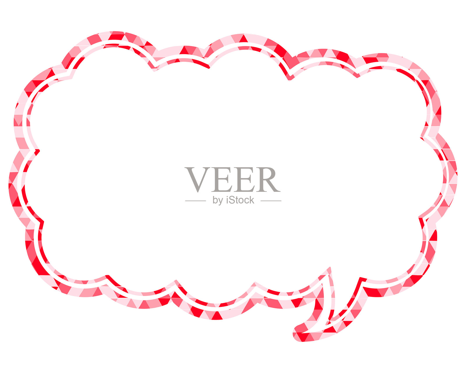 彩色玻璃风格的对话气泡，三角形图案，拉长的云朵形状插画图片素材