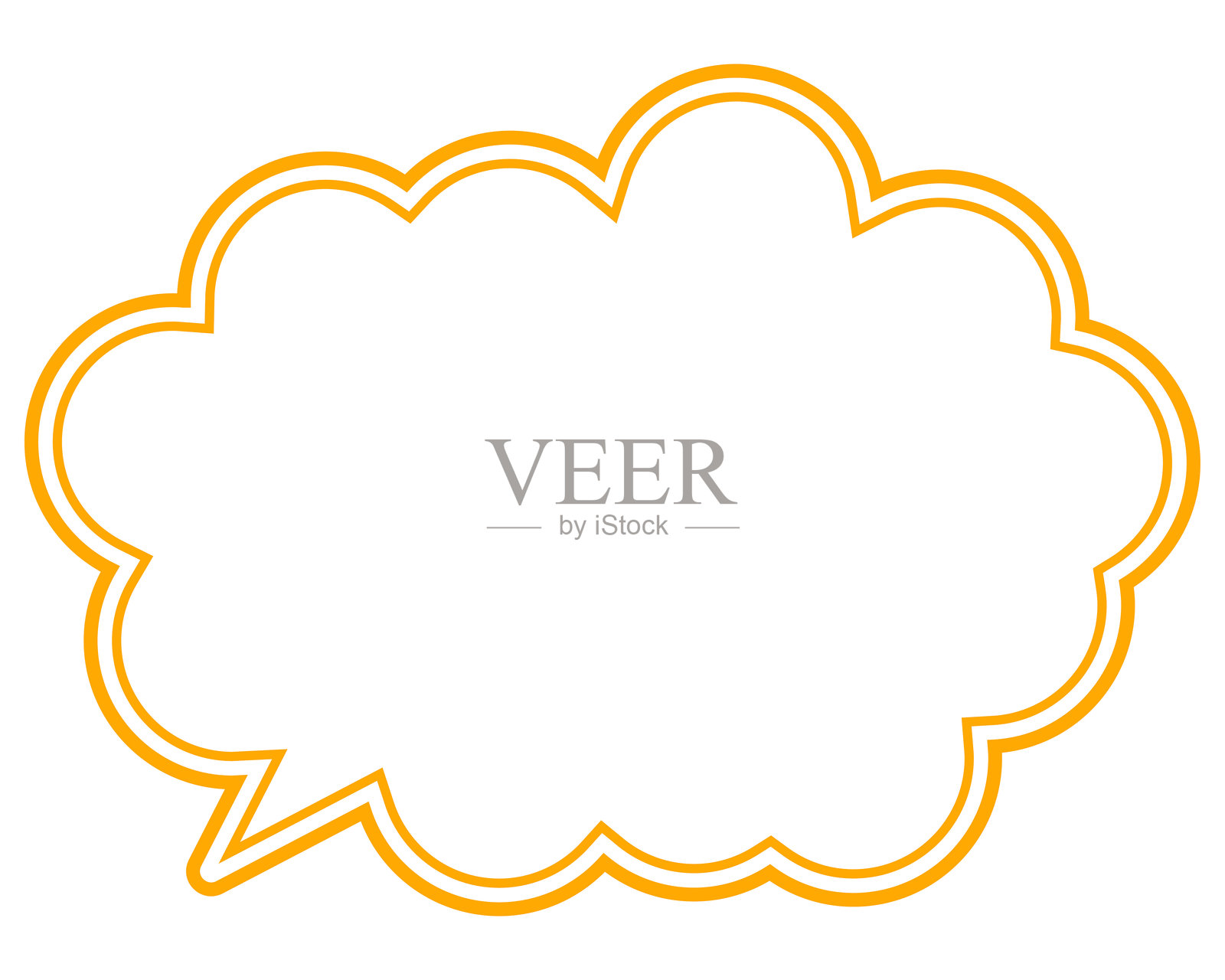 简单的彩色线条对话气泡，呈圆形云朵状插画图片素材