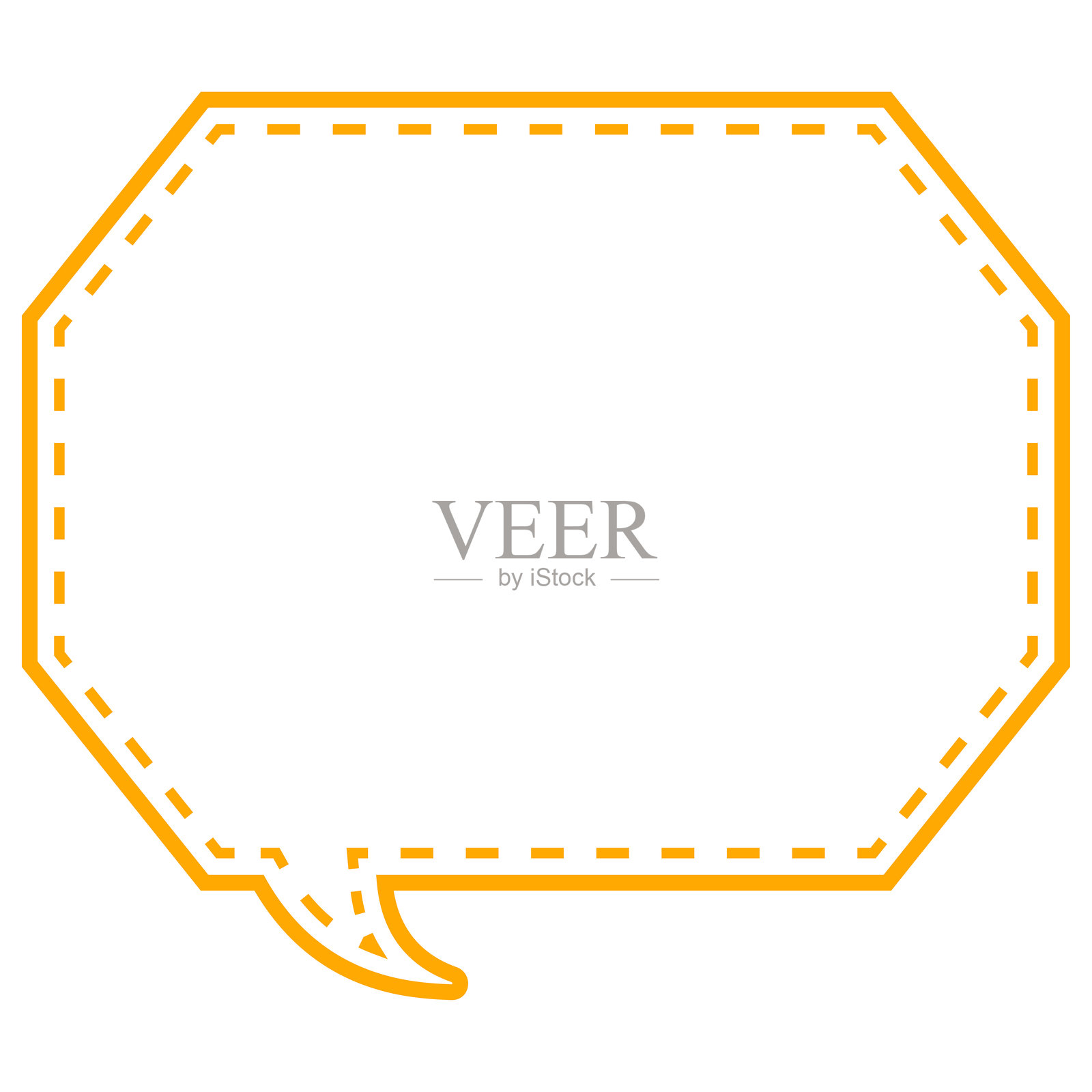 简单的彩色线条八角形对话框，带有角落插画图片素材