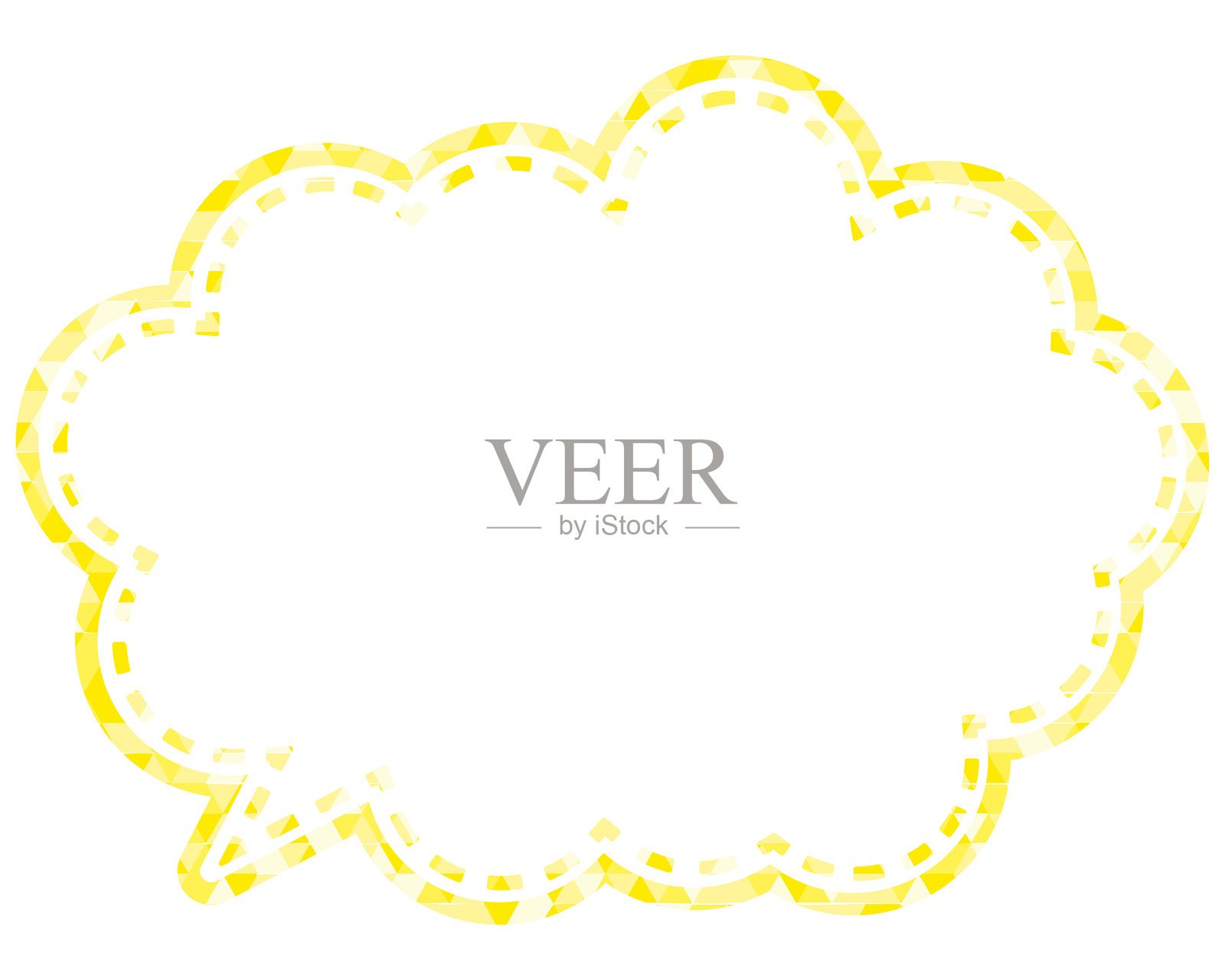 彩色玻璃风格的对话气泡，三角形图案，圆润的云朵形状插画图片素材