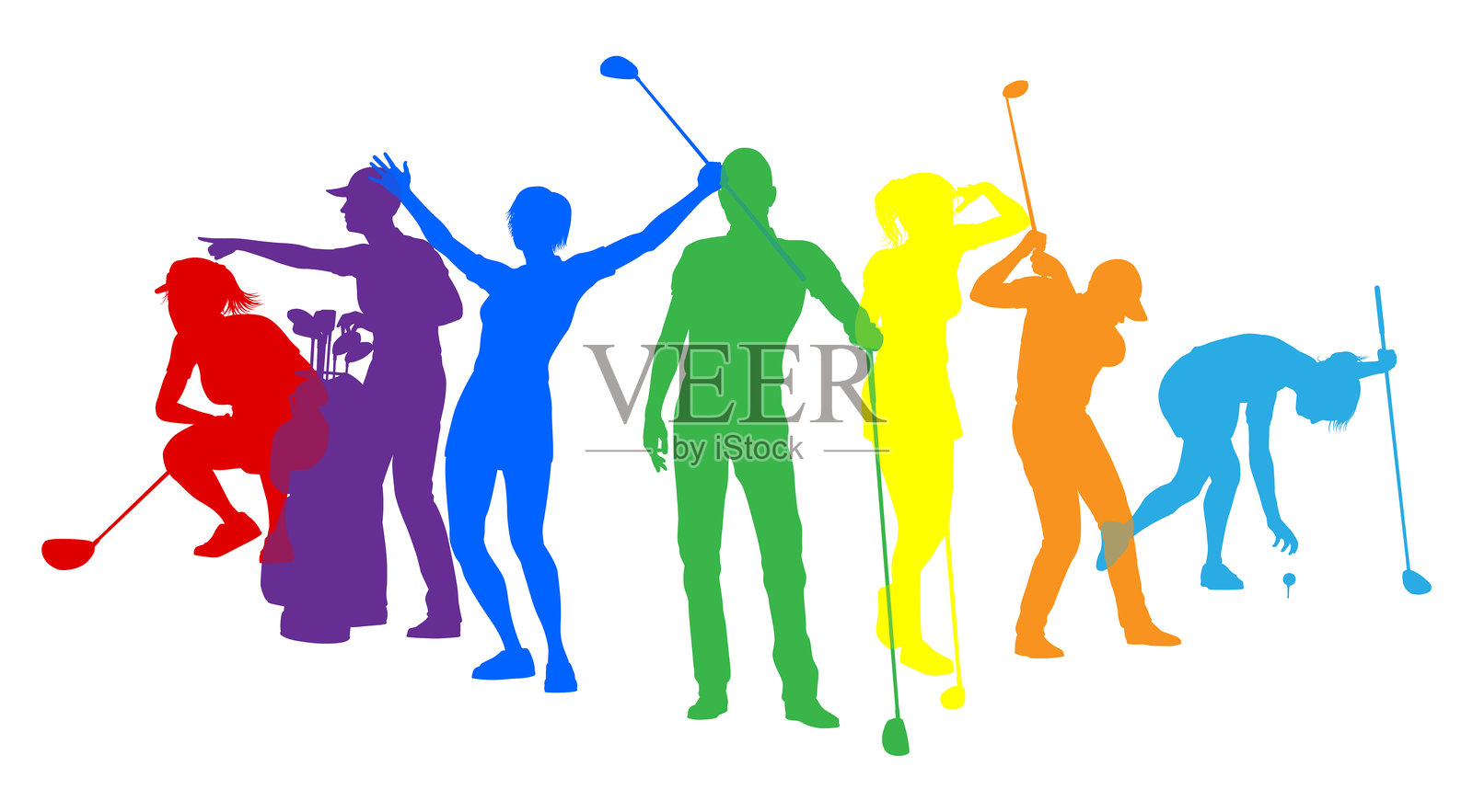 高尔夫球手的剪影 高尔夫运动员剪影插画图片素材