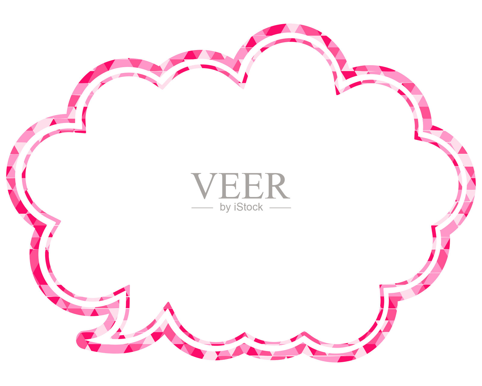 彩色玻璃风格的对话气泡，三角形图案，圆润的云朵形状插画图片素材