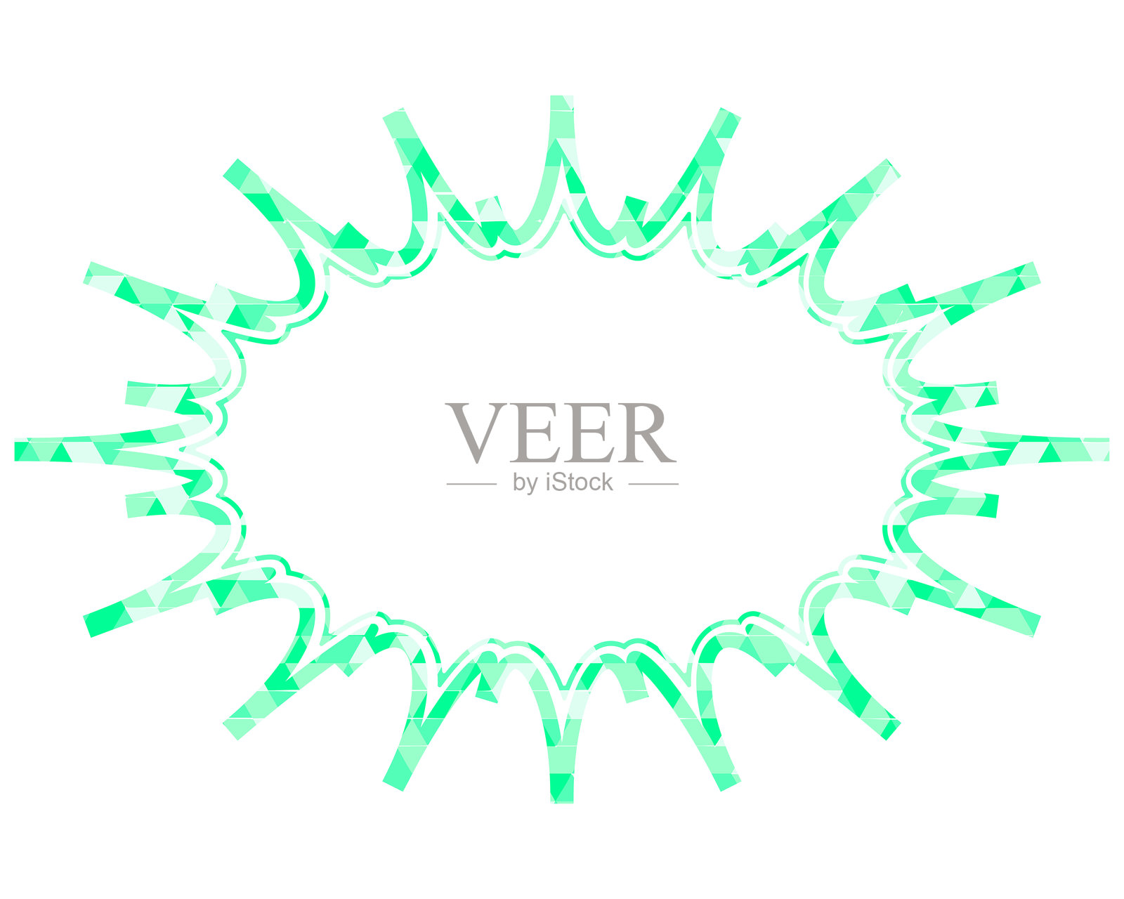 彩色玻璃风格的对话气泡，三角形图案，拉长的锯齿形状插画图片素材