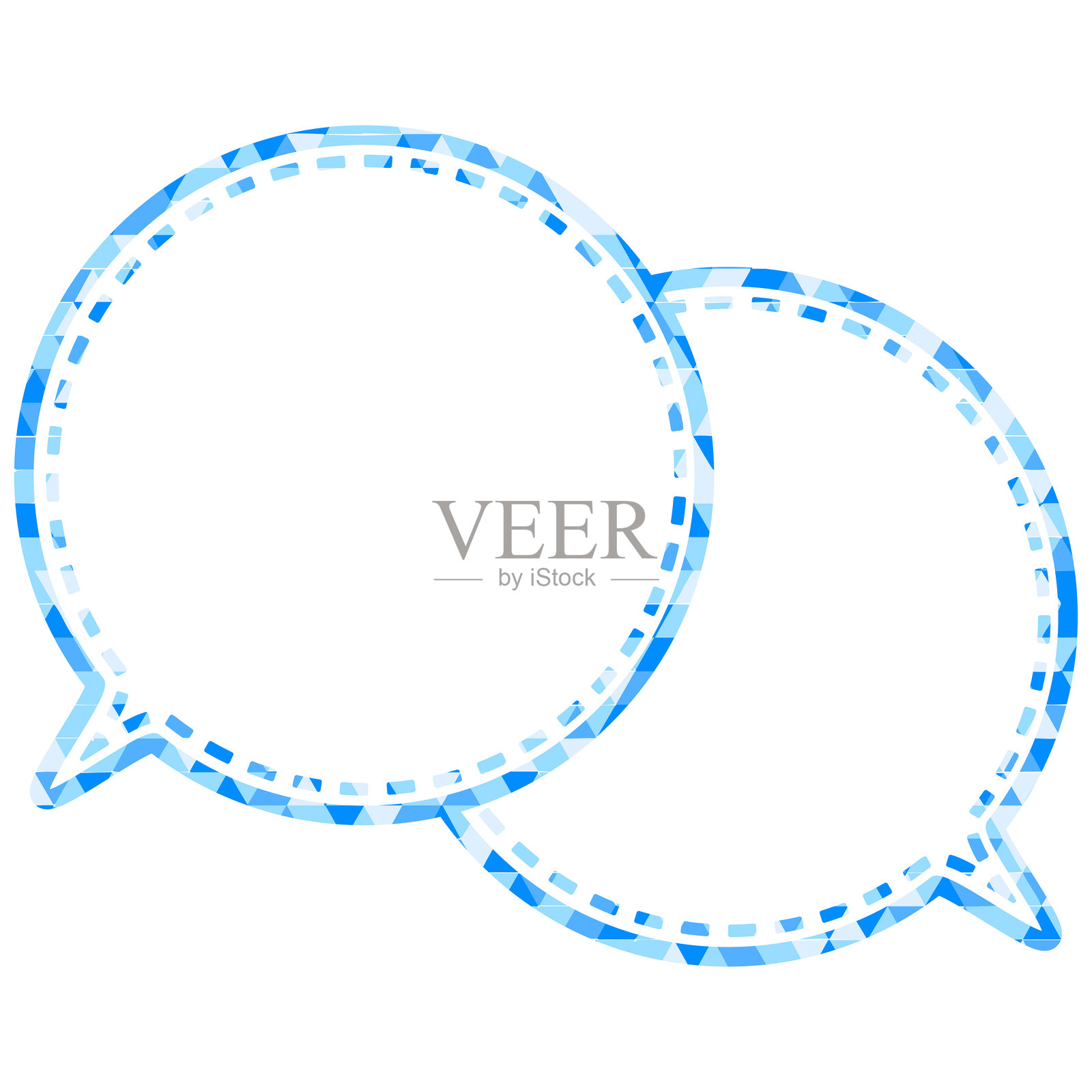 彩色玻璃风格的对话气泡，三角形图案，重叠的对话插画图片素材