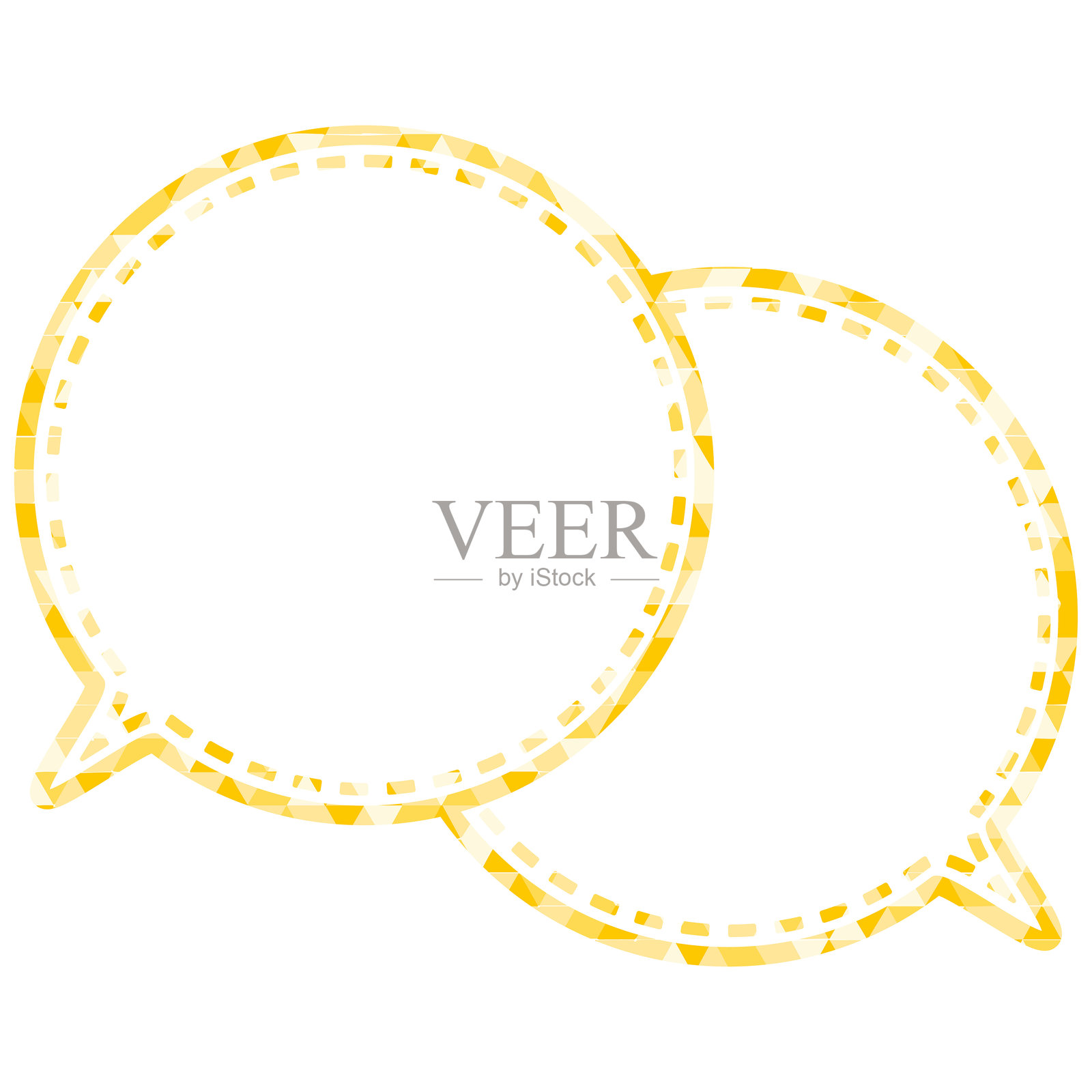 彩色玻璃风格的对话气泡，三角形图案，重叠的对话插画图片素材