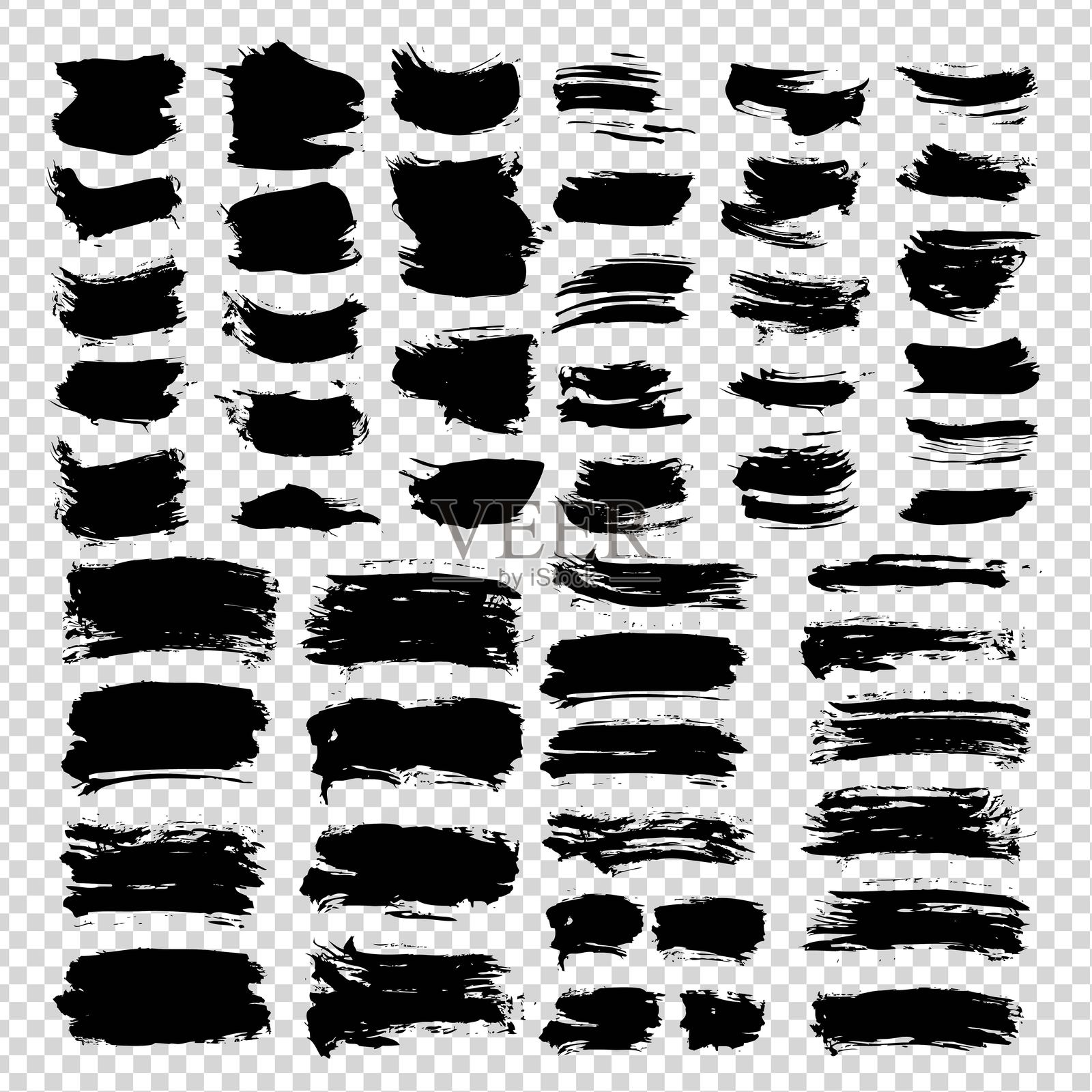 模仿透明背景的纹理抽象黑色笔触大集合插画图片素材