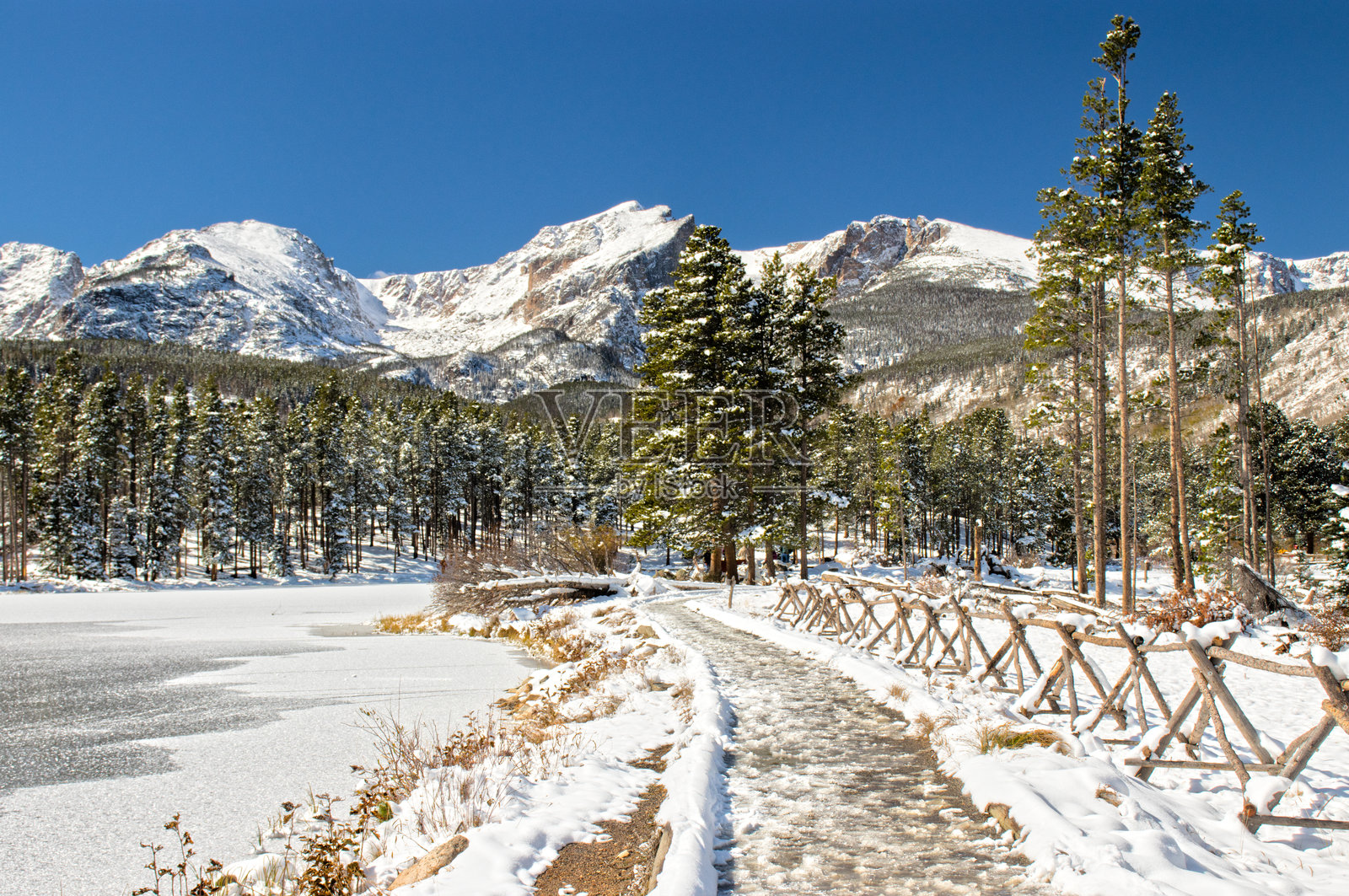 熊湖冬季早晨照片摄影图片