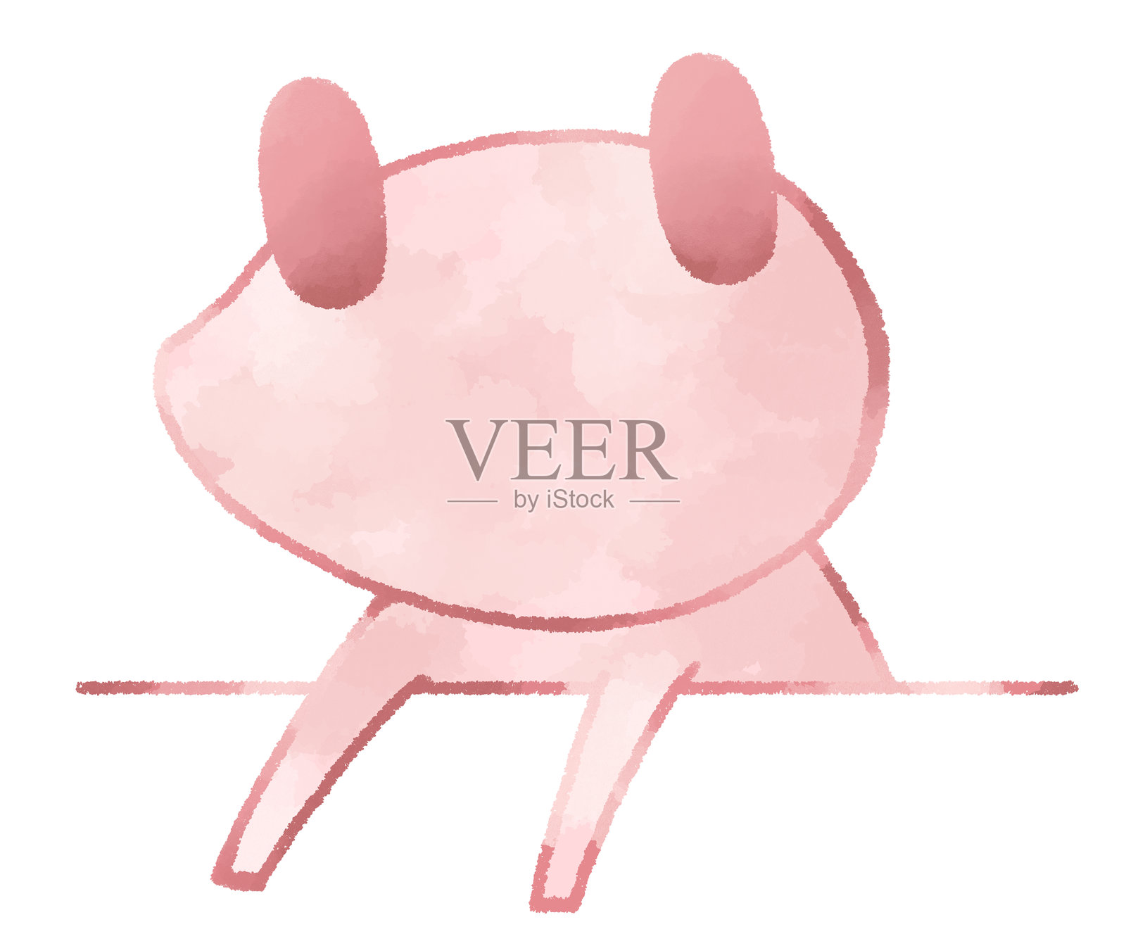 可爱的青蛙上半身（红色）插画图片素材