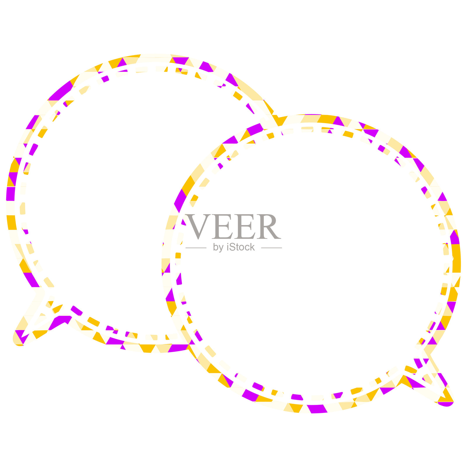 彩色玻璃风格的对话气泡，三角形图案，重叠的对话插画图片素材