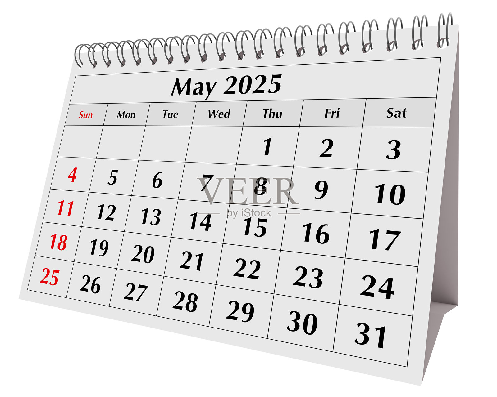 2025年5月日历。独立的年度商务桌面春季月历页面照片摄影图片